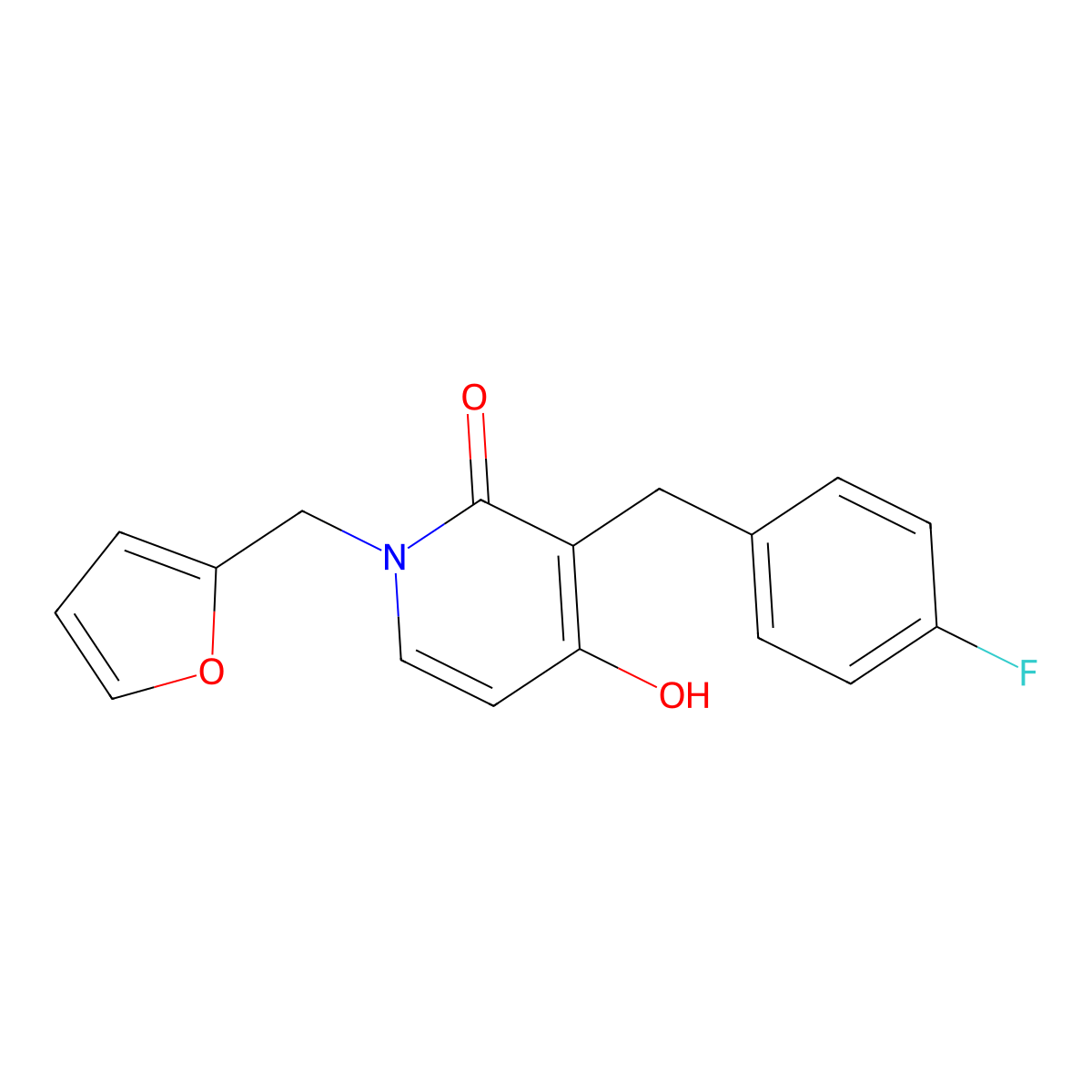 3-(4-fluorobenzyl)-1-(2-furylmethyl)-4-hydroxy-2(1H)-pyridinone molecular structure, CAS 477856-07-8
