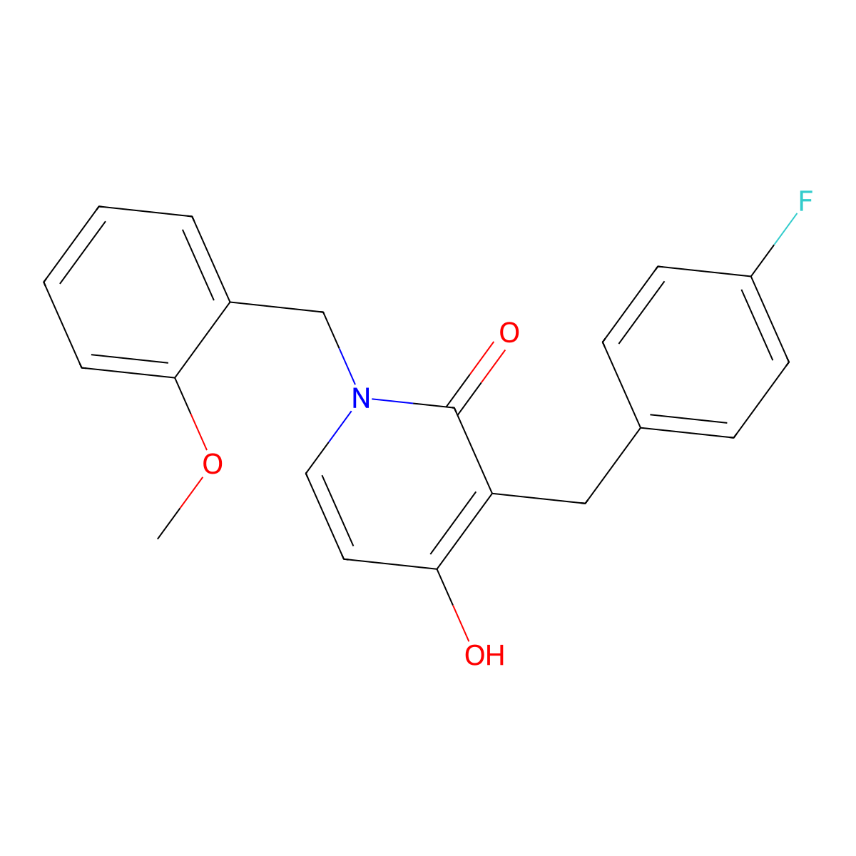 3-(4-fluorobenzyl)-4-hydroxy-1-(2-methoxybenzyl)-2(1H)-pyridinone molecular structure, CAS 477856-10-3