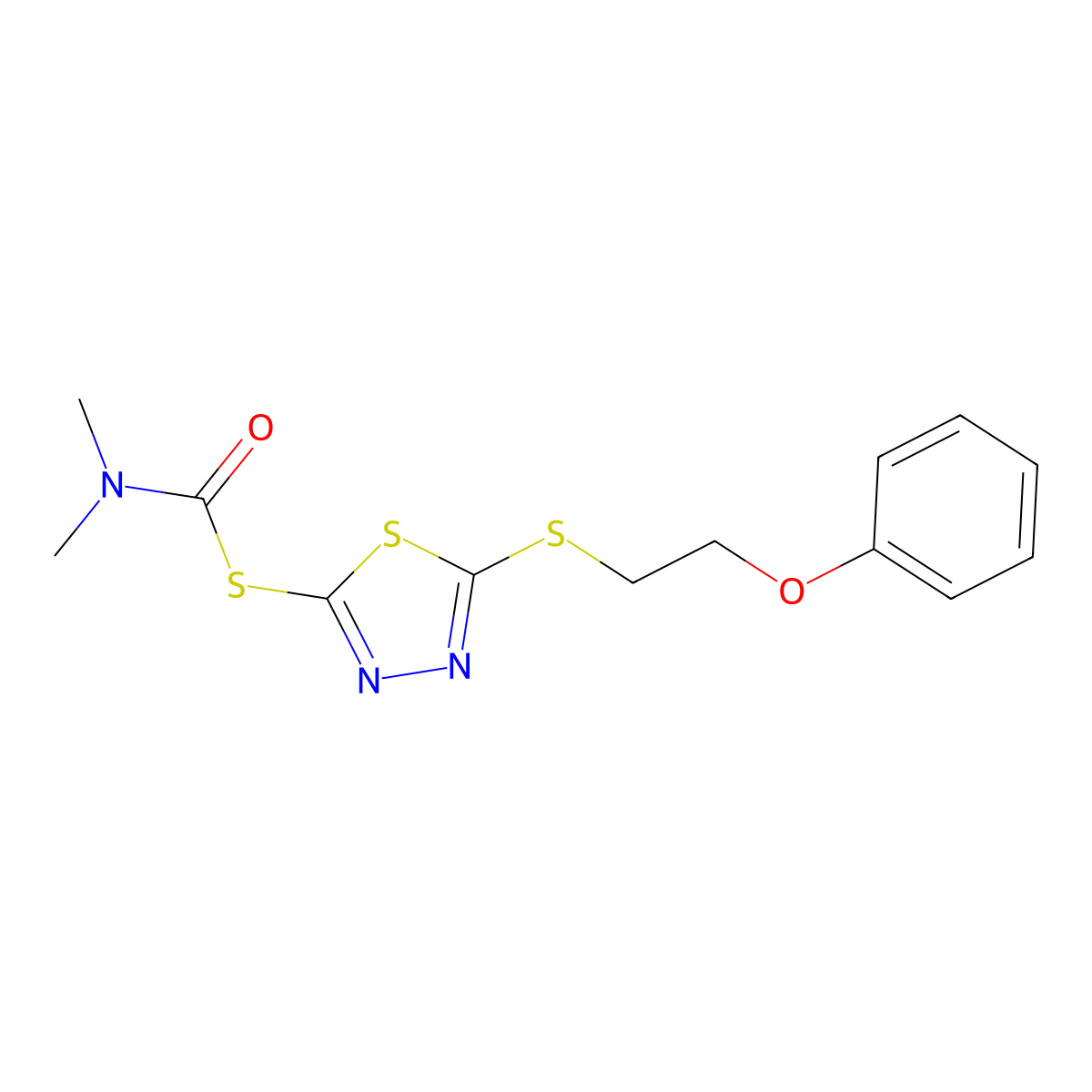 S-{5-[(2-phenoxyethyl)sulfanyl]-1,3,4-thiadiazol-2-yl} N,N-dimethylcarbamothioate molecular structure, CAS 477856-14-7