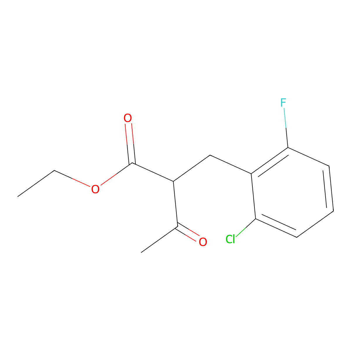 Ethyl 2-(2-chloro-6-fluorobenzyl)-3-oxobutanoate molecular structure, CAS 477856-17-0