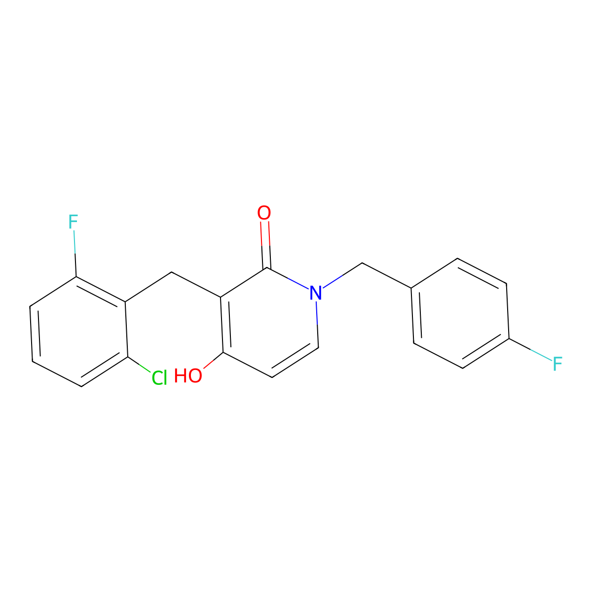3-(2-chloro-6-fluorobenzyl)-1-(4-fluorobenzyl)-4-hydroxy-2(1H)-pyridinone molecular structure, CAS 477856-18-1