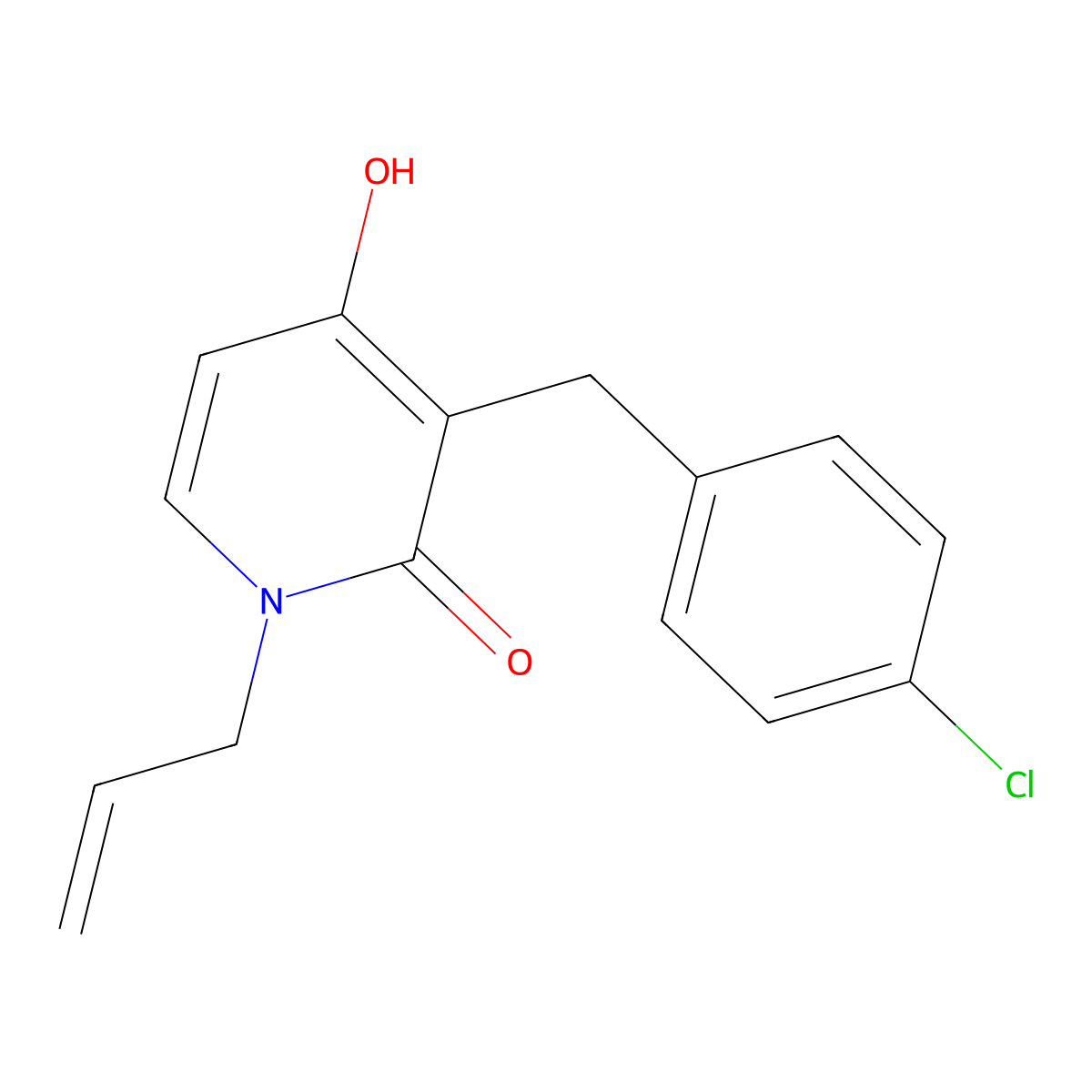 1-allyl-3-(4-chlorobenzyl)-4-hydroxy-2(1H)-pyridinone molecular structure, CAS 477856-22-7