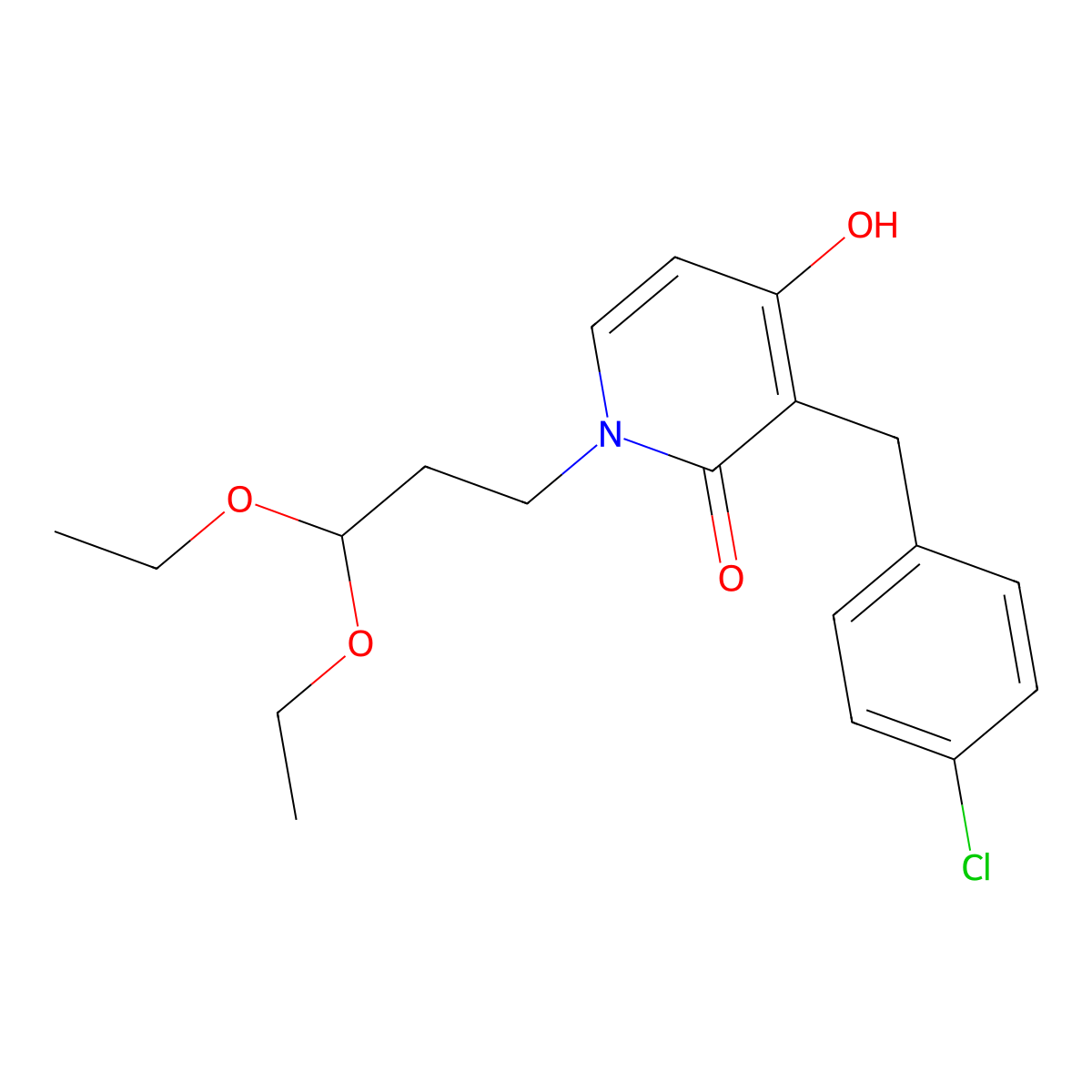 3-(4-chlorobenzyl)-1-(3,3-diethoxypropyl)-4-hydroxy-2(1H)-pyridinone molecular structure, CAS 477856-26-1