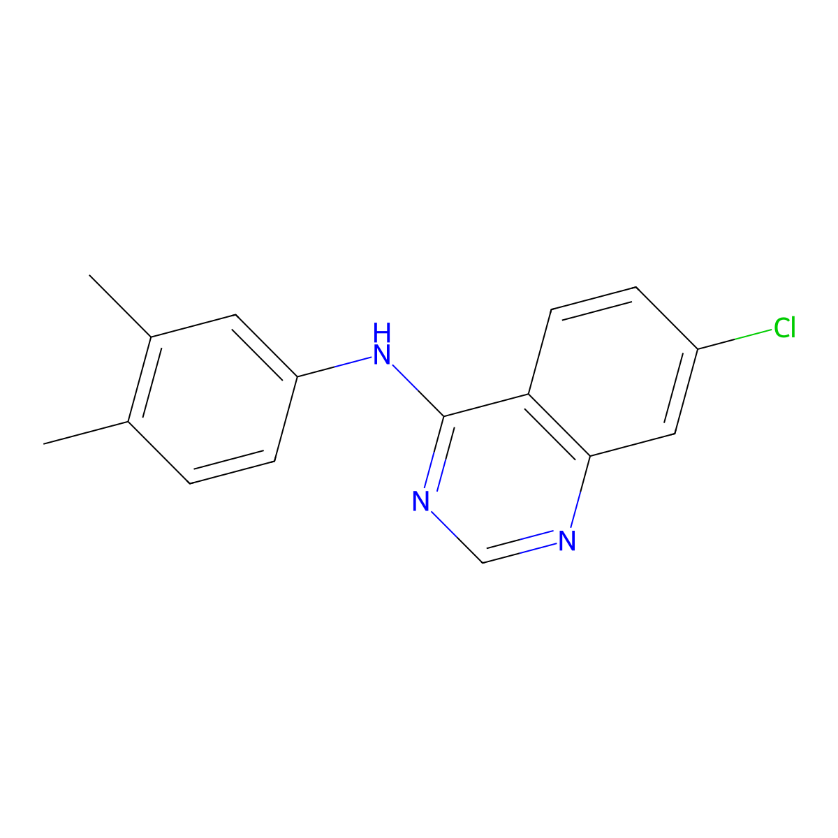 7-chloro-N-(3,4-dimethylphenyl)quinazolin-4-amine molecular structure, CAS 477856-27-2