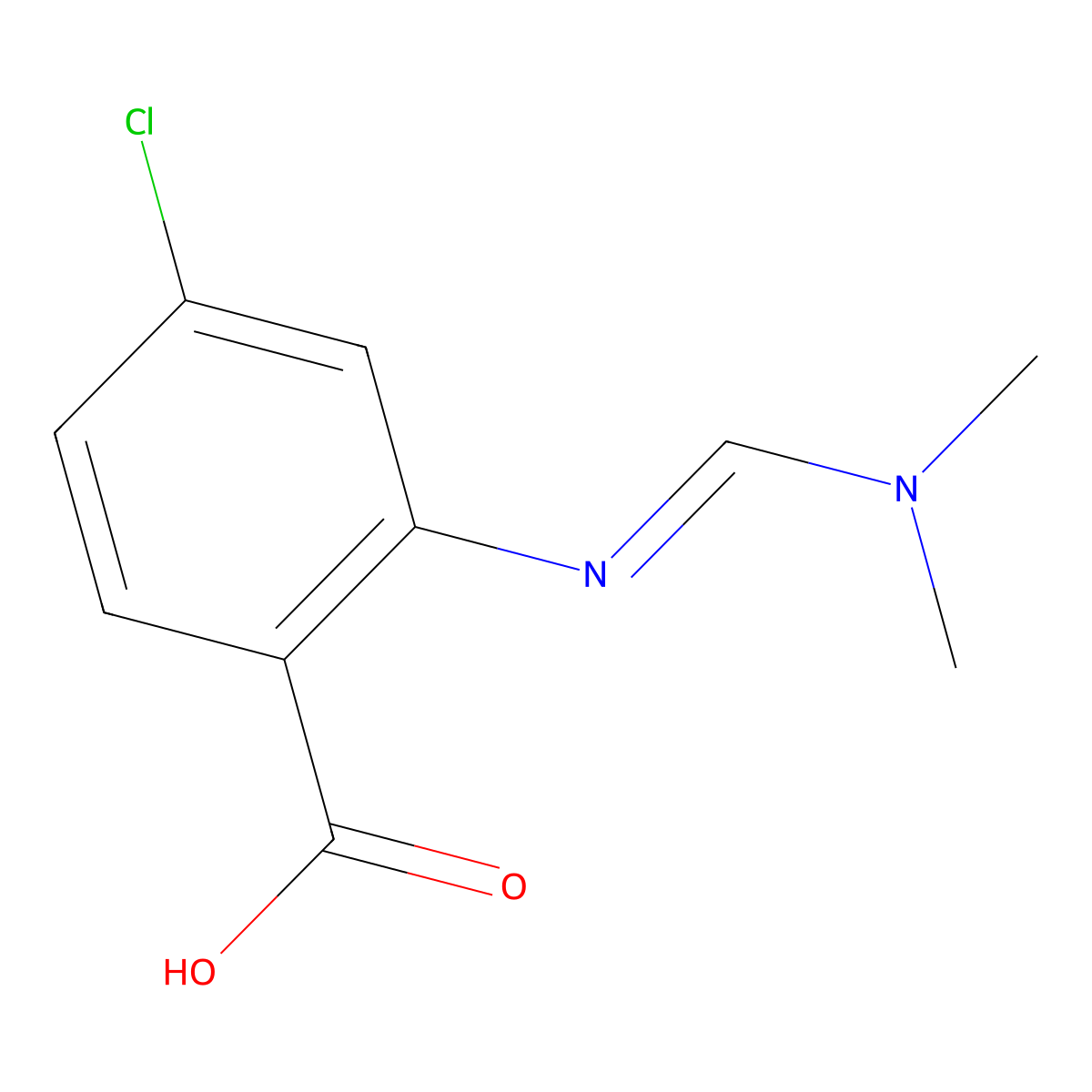4-chloro-2-{[(E)-(dimethylamino)methylidene]amino}benzenecarboxylic acid molecular structure, CAS 477856-31-8