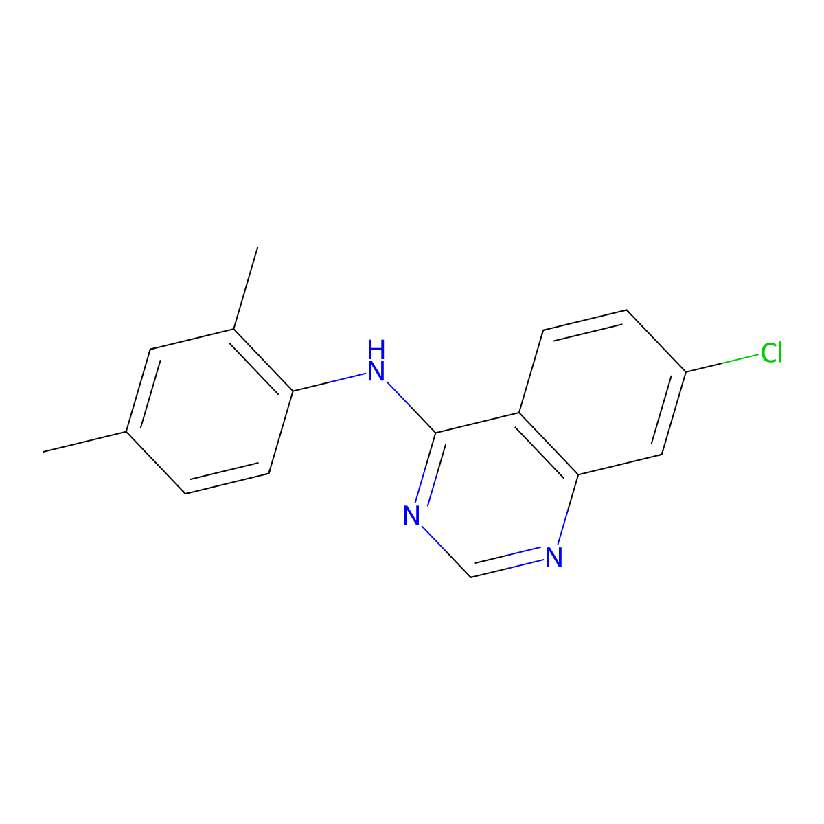 7-chloro-N-(2,4-dimethylphenyl)quinazolin-4-amine molecular structure, CAS 477856-35-2