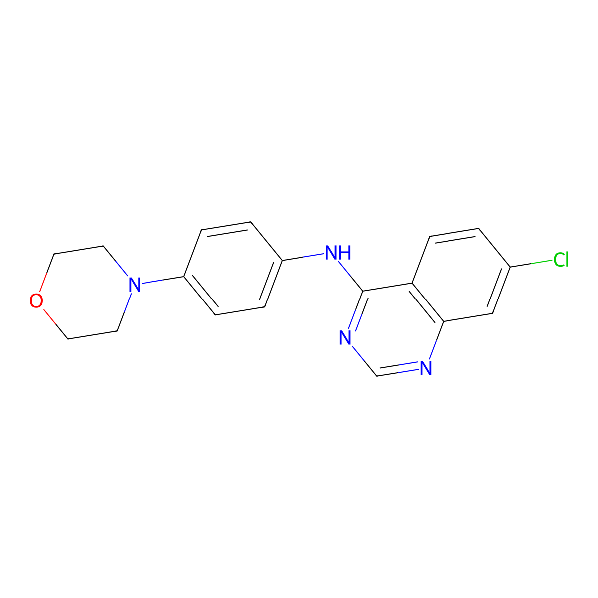 7-chloro-N-(4-morpholinophenyl)-4-quinazolinamine molecular structure, CAS 477856-37-4