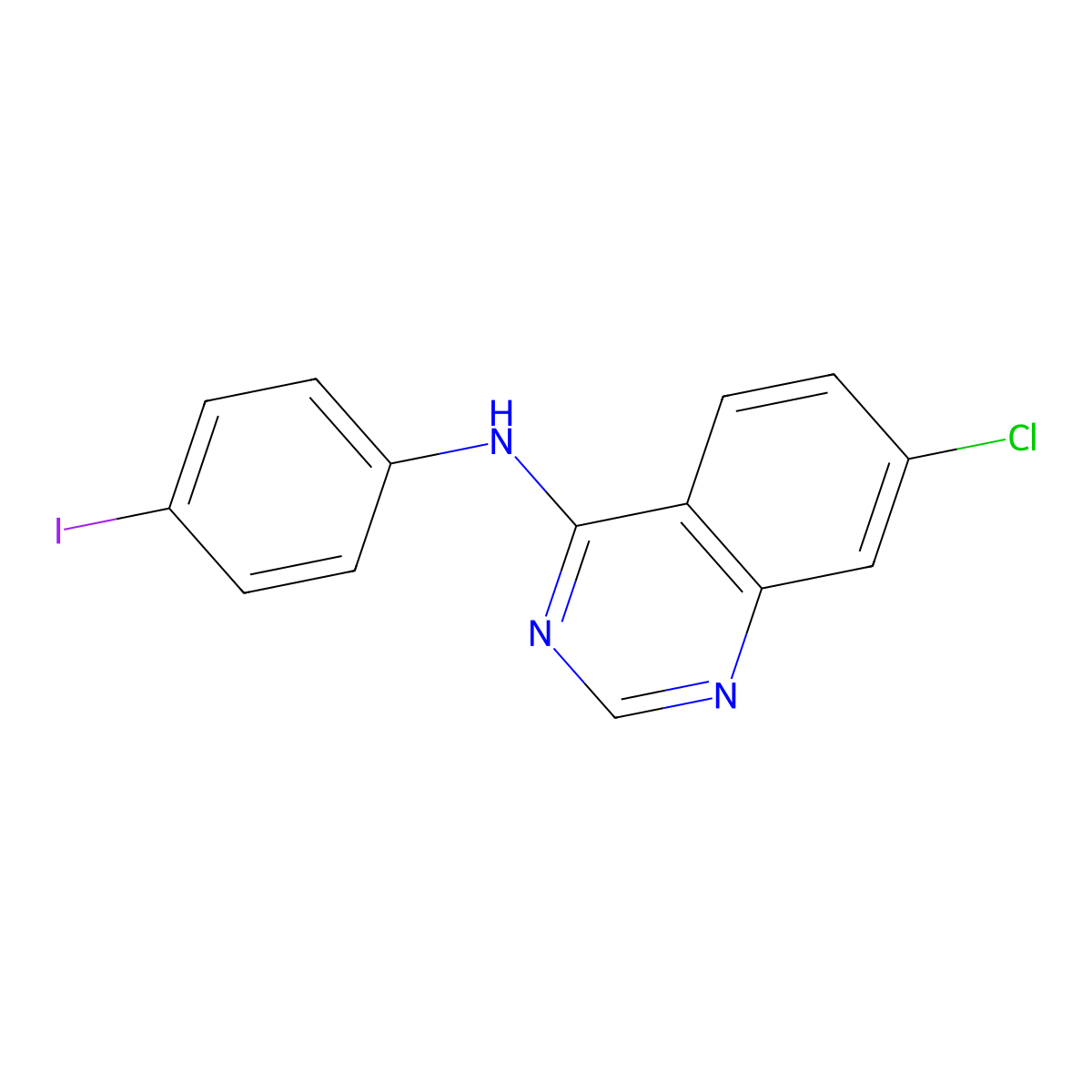 7-chloro-N-(4-iodophenyl)quinazolin-4-amine molecular structure, CAS 477856-38-5