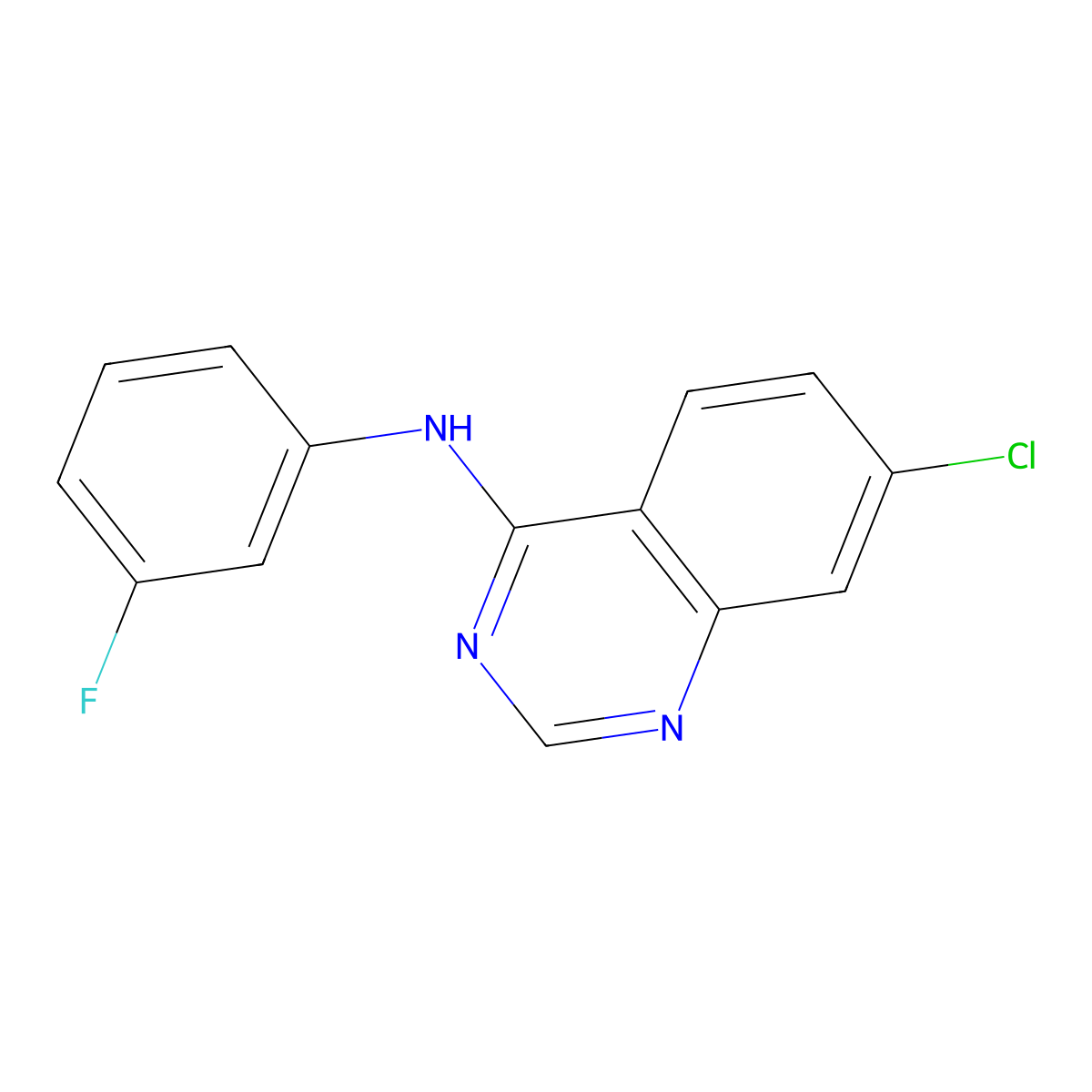 7-chloro-N-(3-fluorophenyl)quinazolin-4-amine molecular structure, CAS 477856-40-9