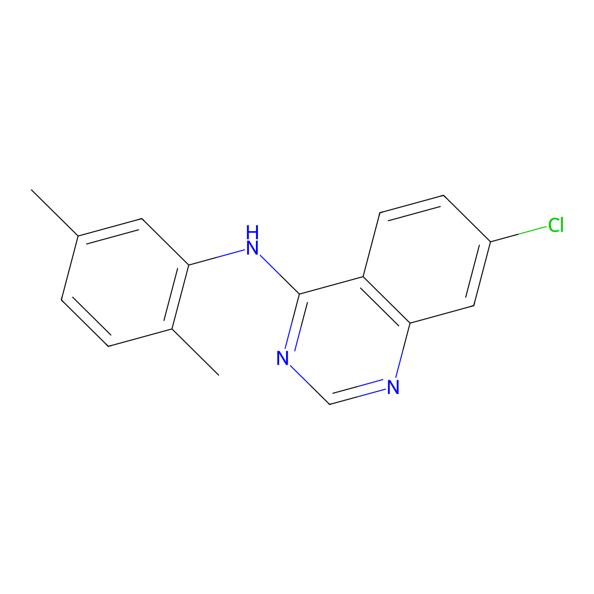 7-chloro-N-(2,5-dimethylphenyl)quinazolin-4-amine molecular structure, CAS 477856-44-3