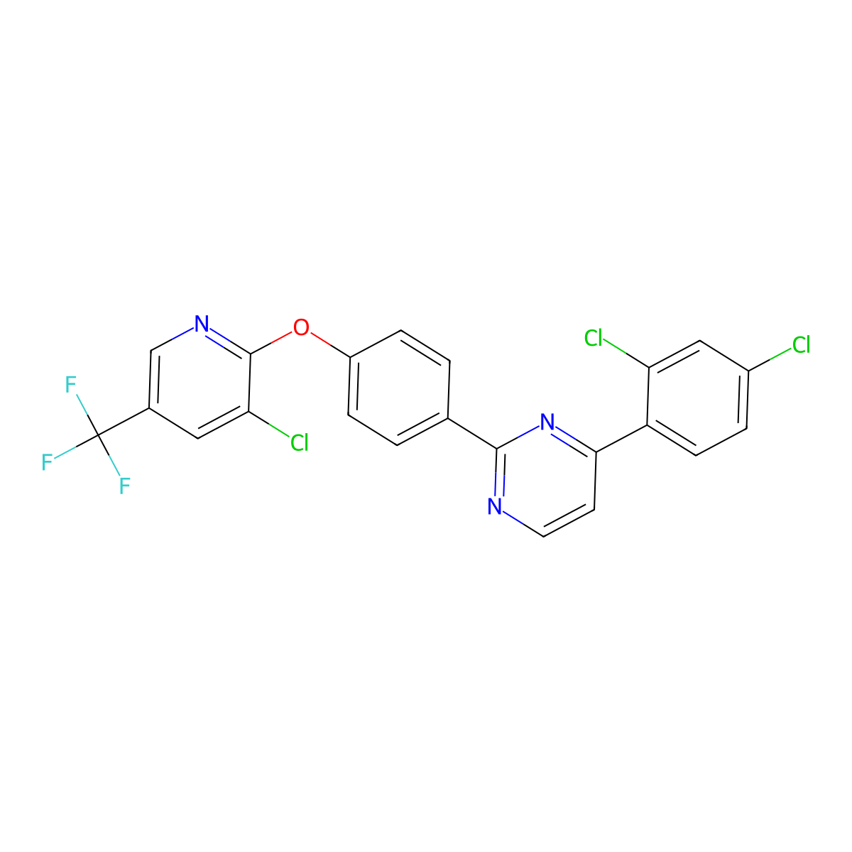 2-[4-[3-Chloro-5-(trifluoromethyl)pyridin-2-yl]oxyphenyl]-4-(2,4-dichlorophenyl)pyrimidine molecular structure, CAS 477856-46-5