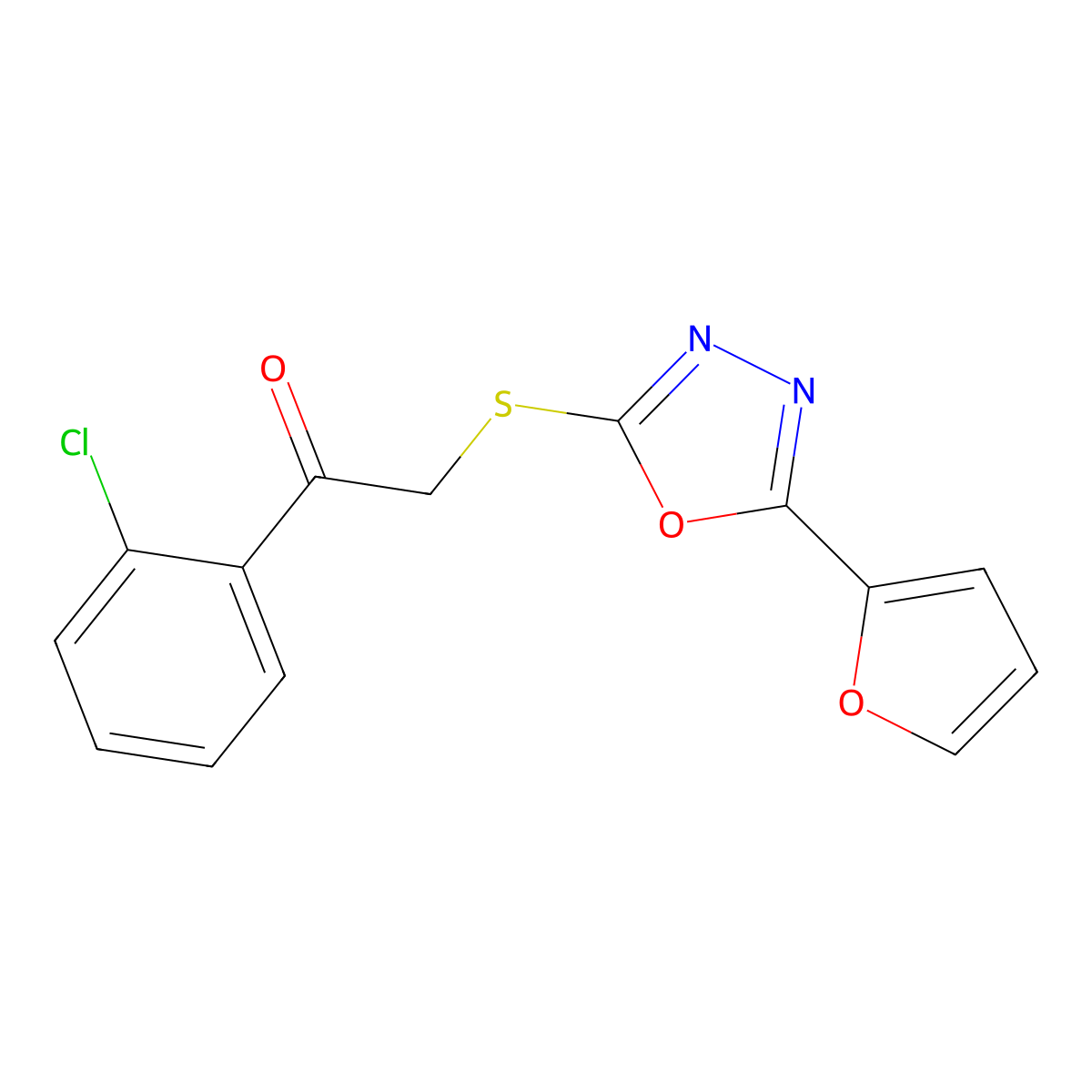 1-(2-Chlorophenyl)-2-{[5-(2-furyl)-1,3,4-oxadiazol-2-yl]sulfanyl}-1-ethanone molecular structure, CAS 477856-48-7