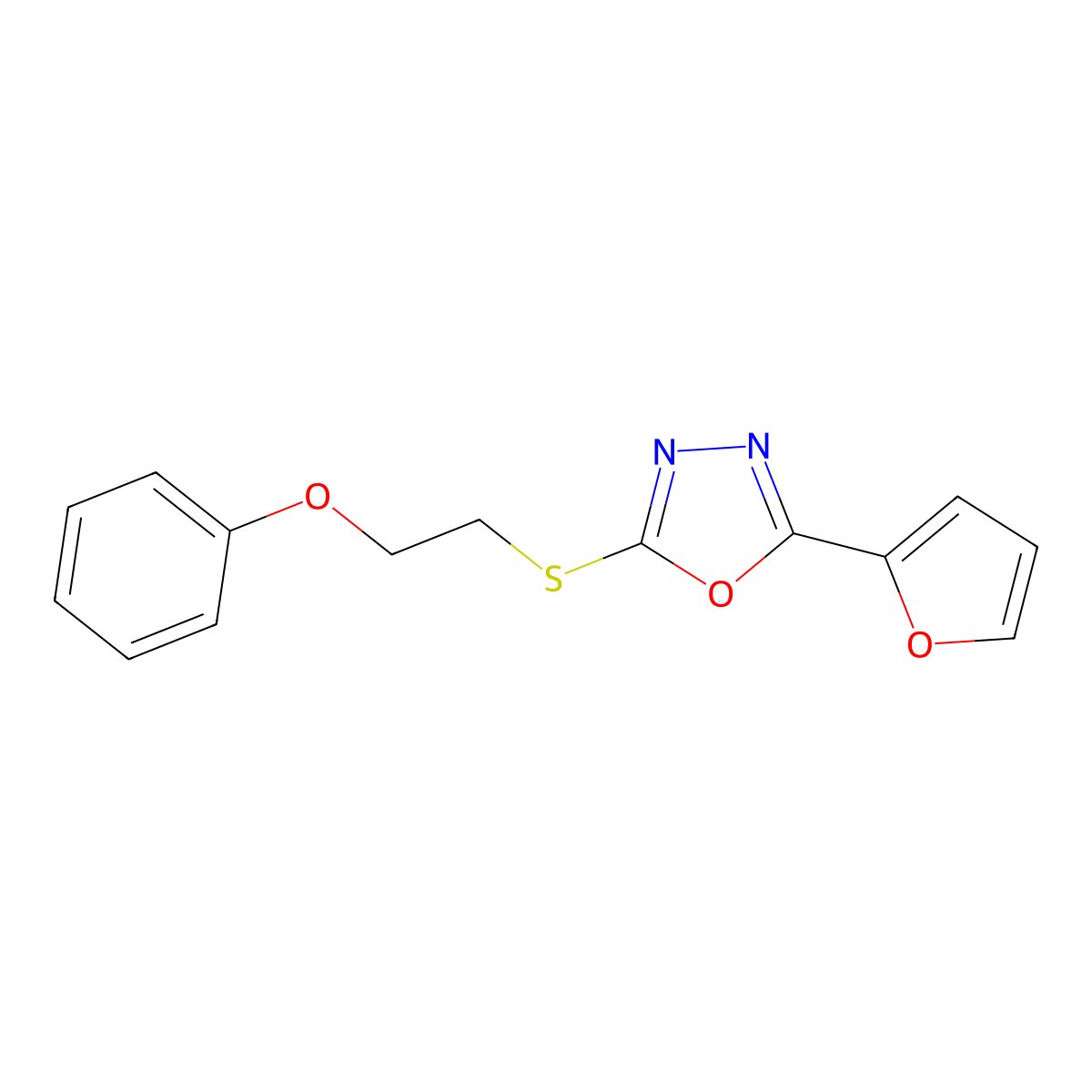 2-(2-Furyl)-5-[(2-phenoxyethyl)sulfanyl]-1,3,4-oxadiazole molecular structure, CAS 477856-49-8