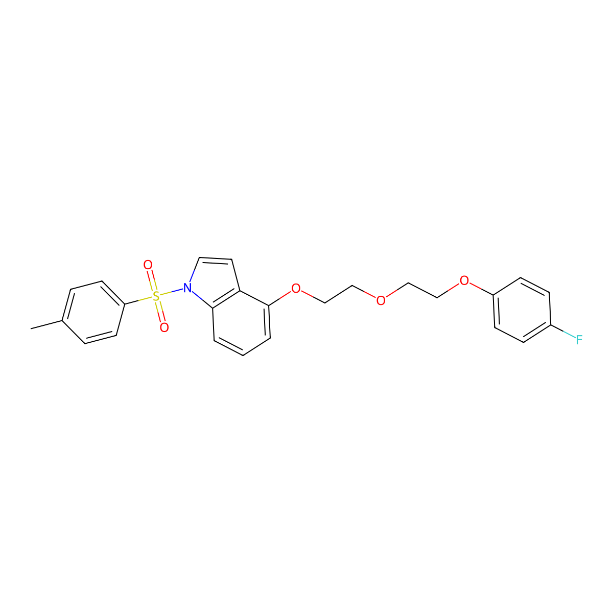 4-{2-[2-(4-fluorophenoxy)ethoxy]ethoxy}-1-[(4-methylphenyl)sulfonyl]-1H-indole molecular structure, CAS 477856-57-8