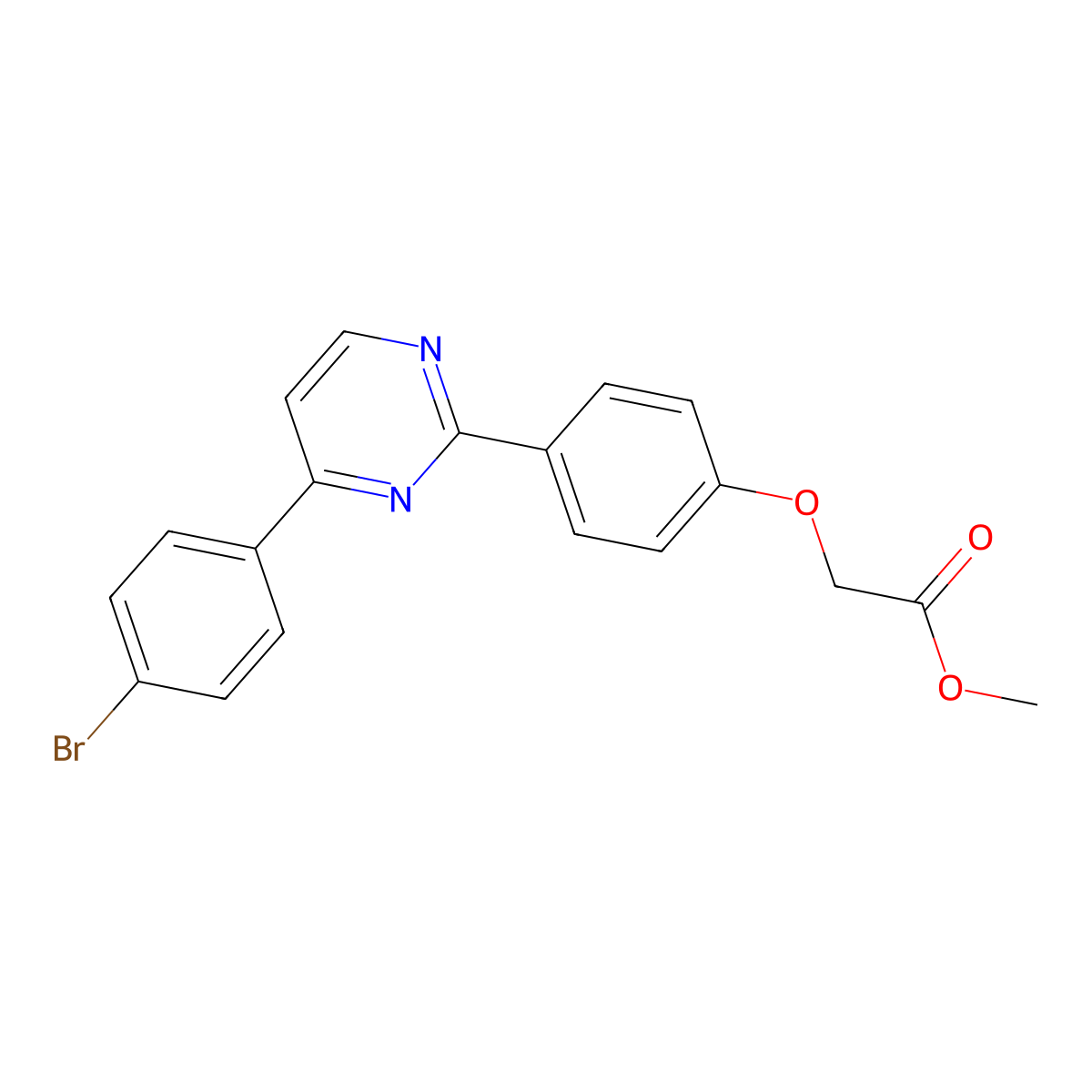 Methyl 2-{4-[4-(4-bromophenyl)-2-pyrimidinyl]phenoxy}acetate molecular structure, CAS 477856-71-6