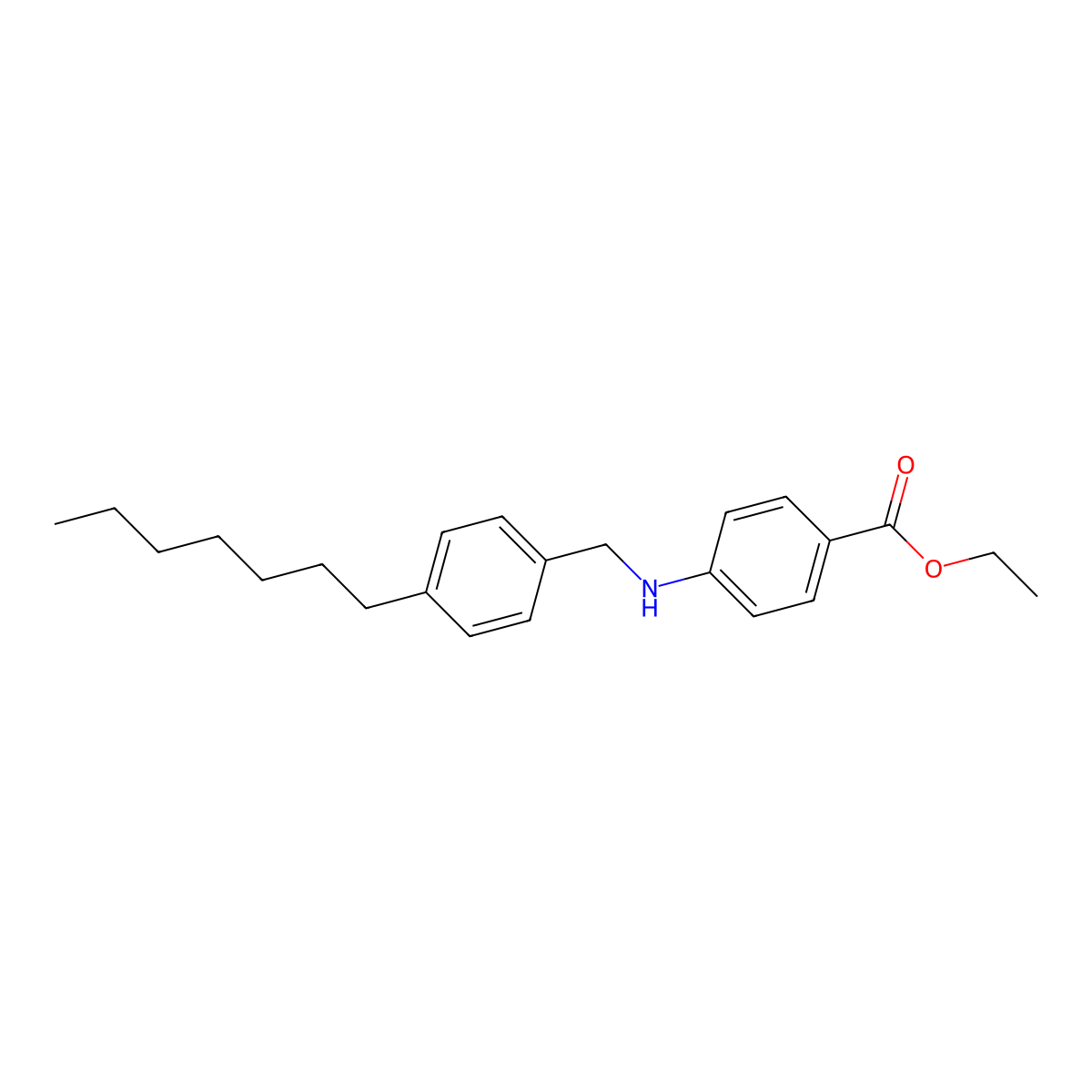 Ethyl 4-[(4-heptylbenzyl)amino]benzenecarboxylate molecular structure, CAS 477856-78-3