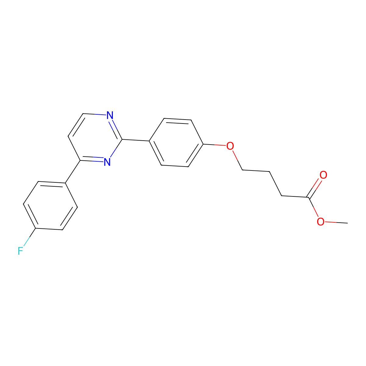 Methyl 4-{4-[4-(4-fluorophenyl)-2-pyrimidinyl]phenoxy}butanoate molecular structure, CAS 477856-81-8