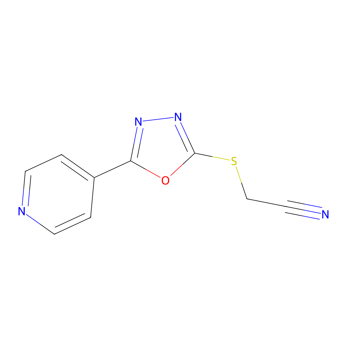 2-{[5-(4-Pyridinyl)-1,3,4-oxadiazol-2-yl]sulfanyl}acetonitrile molecular structure, CAS 477856-82-9