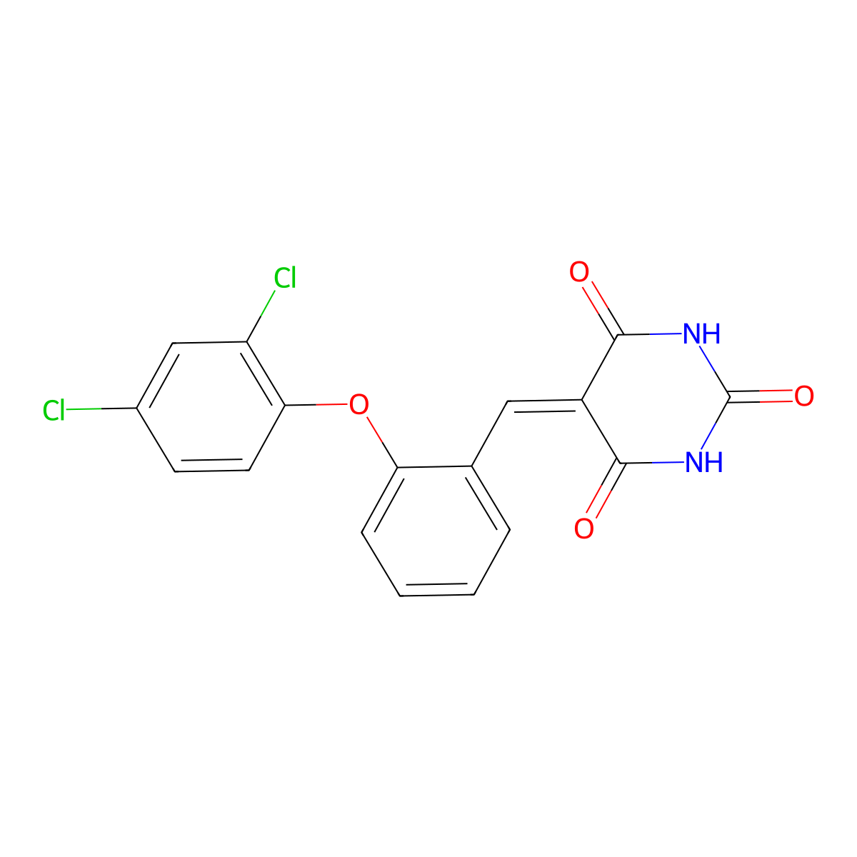 5-{[2-(2,4-Dichlorophenoxy)phenyl]methylidene}-1,3-diazinane-2,4,6-trione molecular structure, CAS 477856-86-3