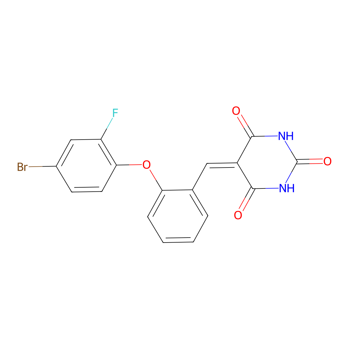 5-{[2-(4-Bromo-2-fluorophenoxy)phenyl]methylidene}-1,3-diazinane-2,4,6-trione molecular structure, CAS 477856-89-6
