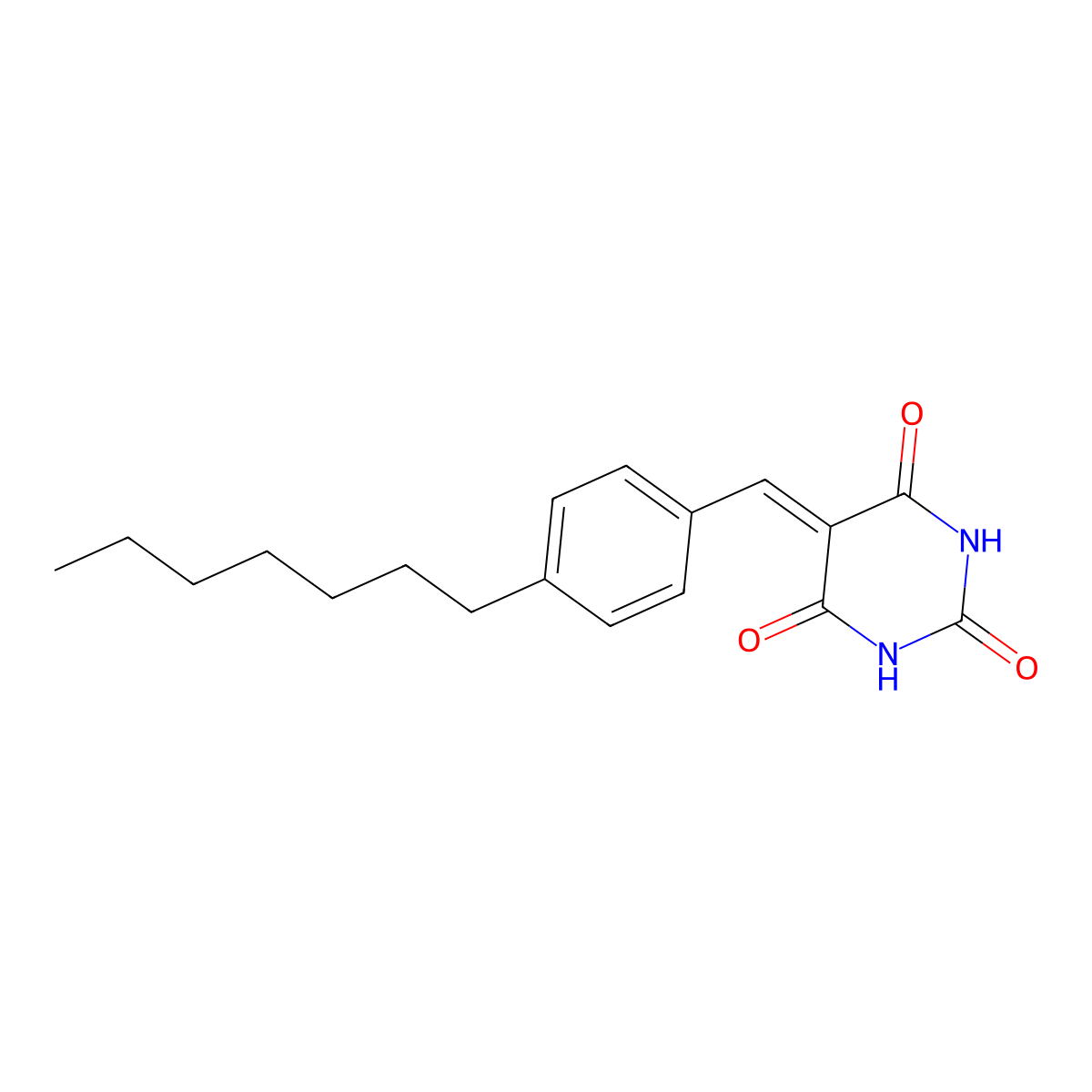 5-[(4-Heptylphenyl)methylidene]-1,3-diazinane-2,4,6-trione molecular structure, CAS 477856-90-9