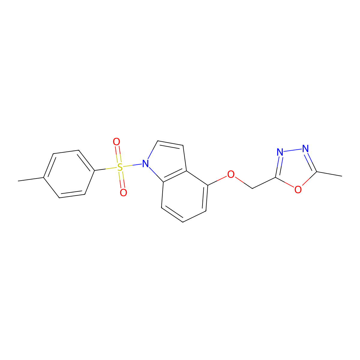 (5-methyl-1,3,4-oxadiazol-2-yl)methyl 1-[(4-methylphenyl)sulfonyl]-1H-indol-4-yl ether molecular structure, CAS 477856-99-8