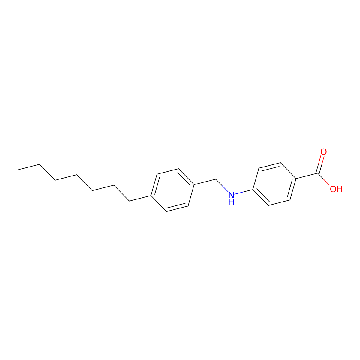4-[(4-Heptylbenzyl)amino]benzenecarboxylic acid molecular structure, CAS 477857-01-5