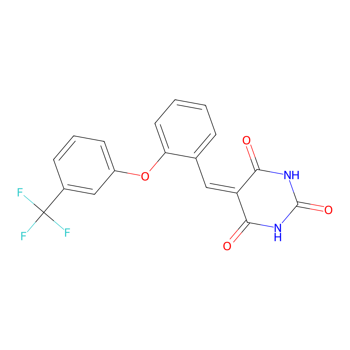 5-({2-[3-(trifluoromethyl)phenoxy]phenyl}methylene)-2,4,6(1H,3H,5H)-pyrimidinetrione molecular structure, CAS 477857-04-8