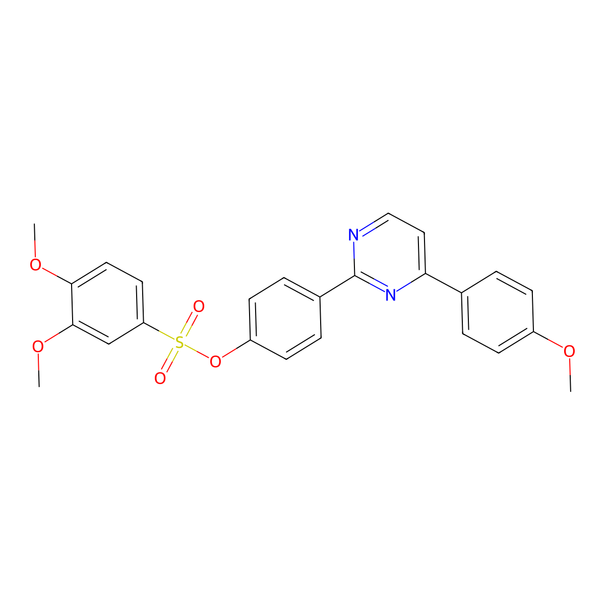 4-[4-(4-Methoxyphenyl)-2-pyrimidinyl]phenyl 3,4-dimethoxybenzenesulfonate molecular structure, CAS 477857-11-7