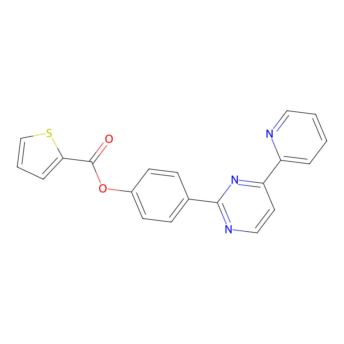 4-[4-(2-Pyridinyl)-2-pyrimidinyl]phenyl 2-thiophenecarboxylate molecular structure, CAS 477857-24-2