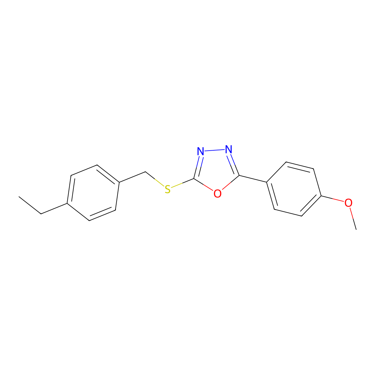 2-[(4-Ethylbenzyl)sulfanyl]-5-(4-methoxyphenyl)-1,3,4-oxadiazole molecular structure, CAS 477857-26-4