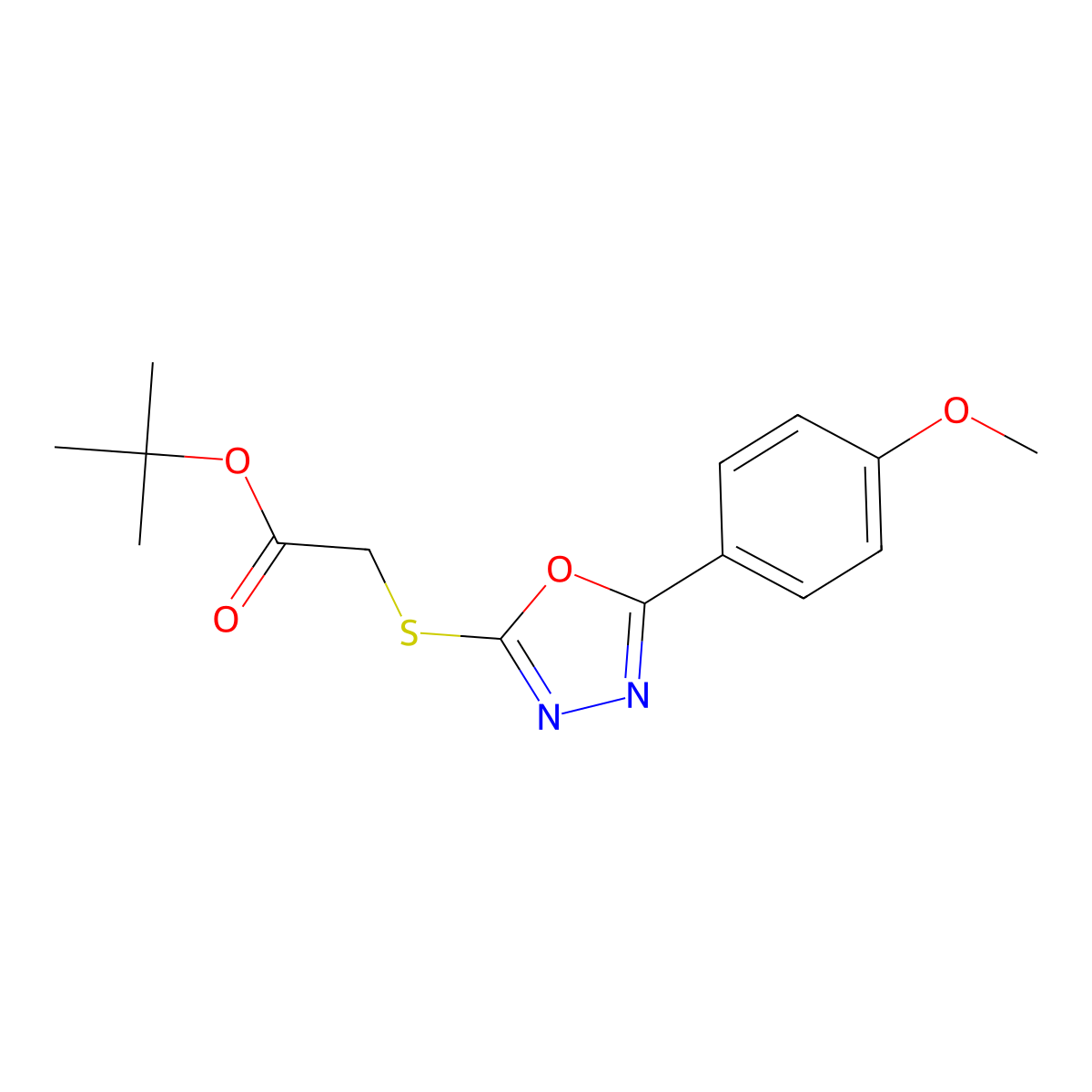 Tert-butyl 2-{[5-(4-methoxyphenyl)-1,3,4-oxadiazol-2-yl]sulfanyl}acetate molecular structure, CAS 477857-27-5