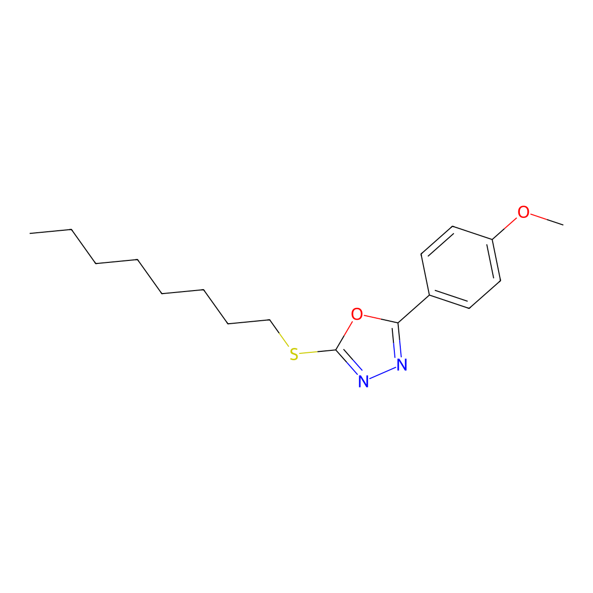 2-(4-Methoxyphenyl)-5-(octylsulfanyl)-1,3,4-oxadiazole molecular structure, CAS 477857-32-2