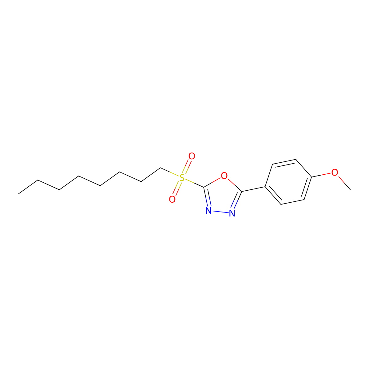 2-(4-Methoxyphenyl)-5-(octylsulfonyl)-1,3,4-oxadiazole molecular structure, CAS 477857-42-4