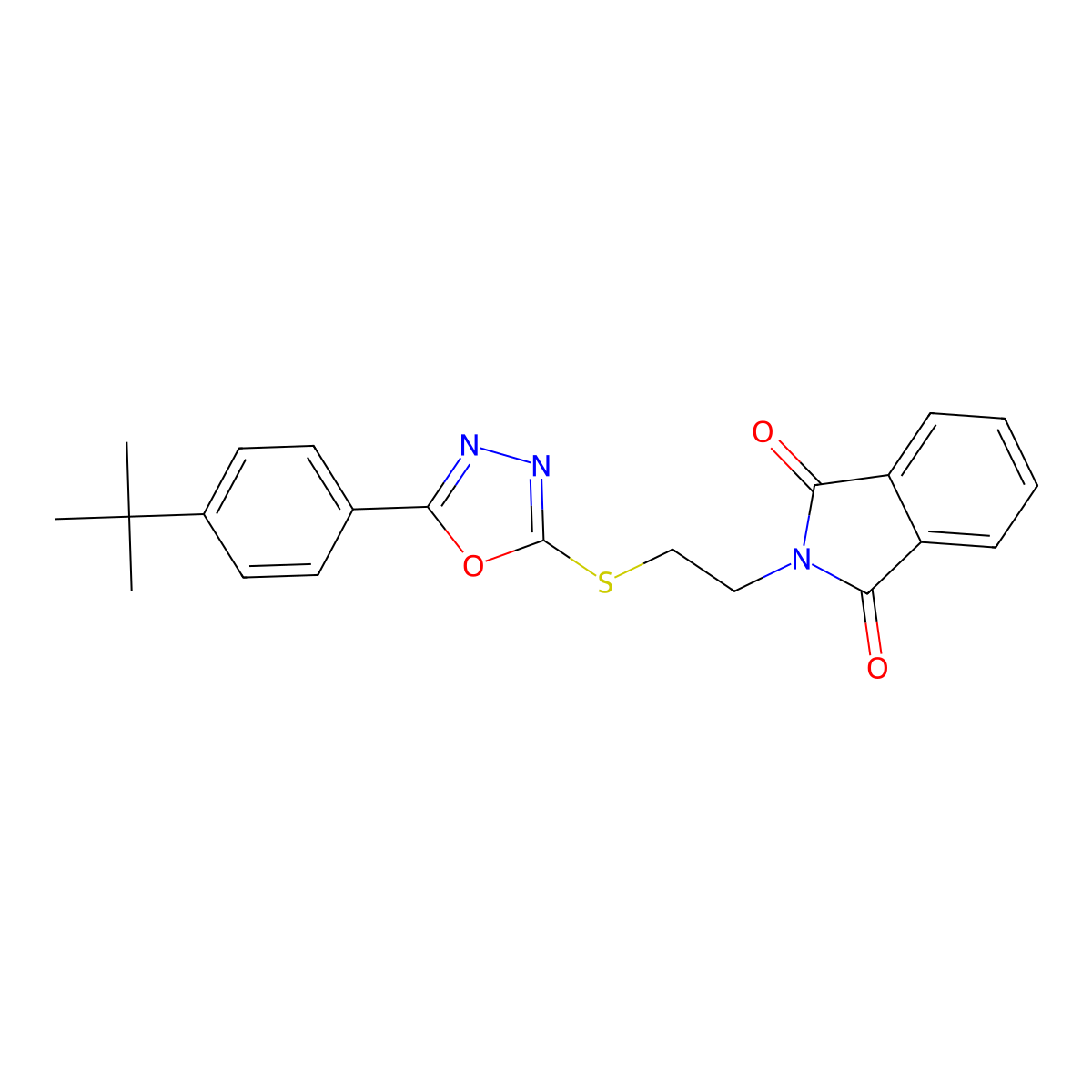 2-[2-({5-[4-(tert-butyl)phenyl]-1,3,4-oxadiazol-2-yl}sulfanyl)ethyl]-1H-isoindole-1,3(2H)-dione molecular structure, CAS 477857-45-7
