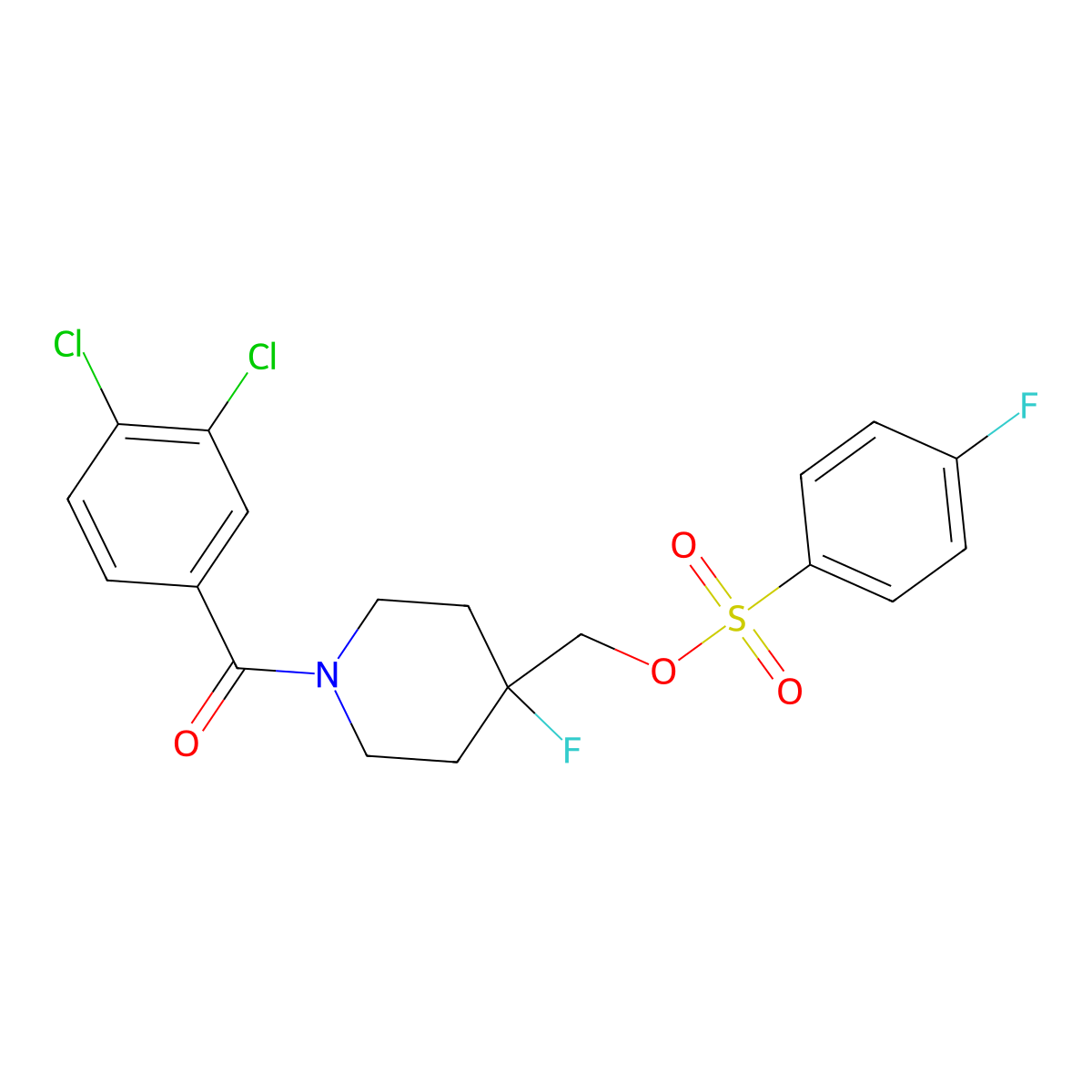 [1-(3,4-Dichlorobenzoyl)-4-fluoro-4-piperidinyl]methyl 4-fluorobenzenesulfonate molecular structure, CAS 477857-55-9
