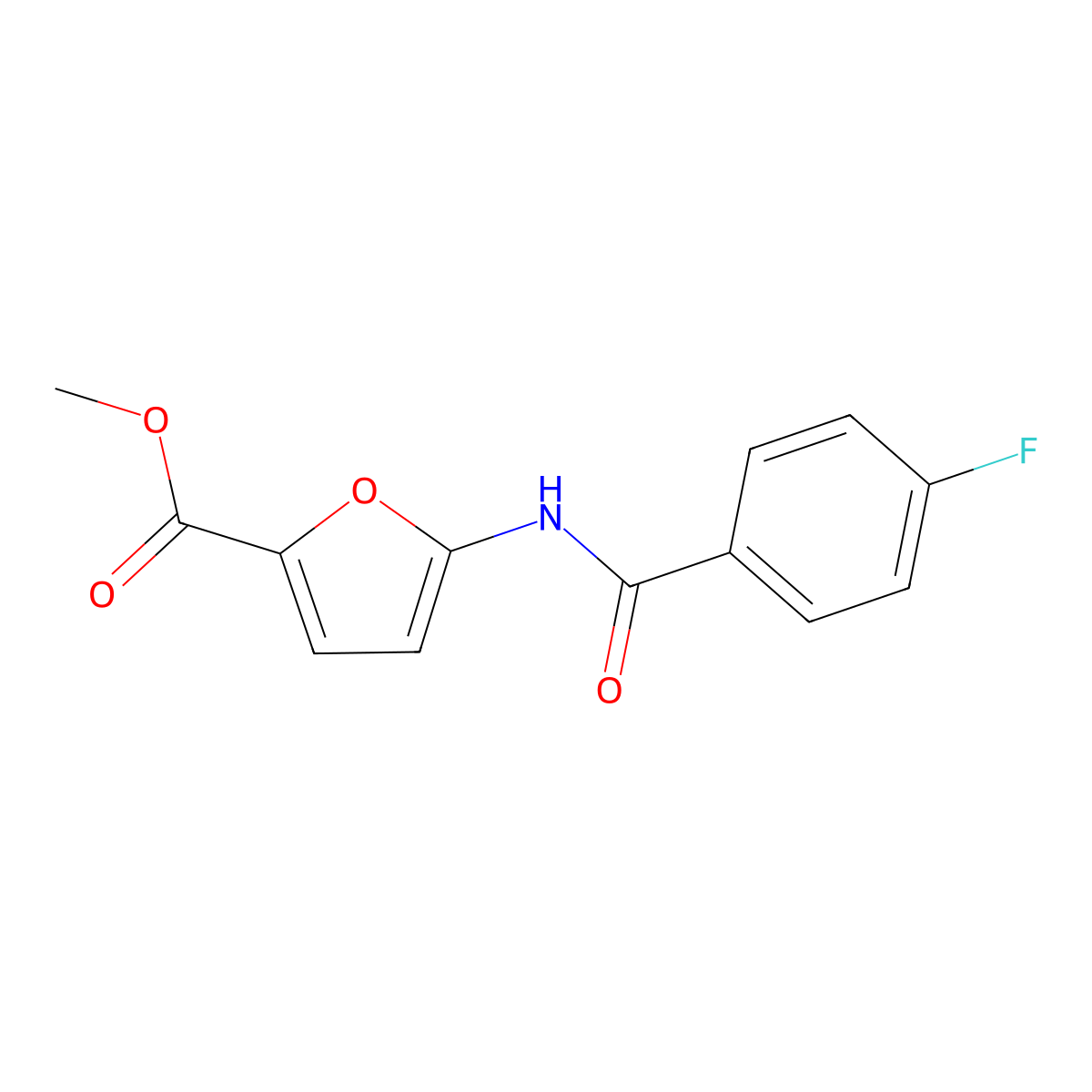Methyl 5-[(4-fluorobenzoyl)amino]-2-furoate molecular structure, CAS 477857-57-1