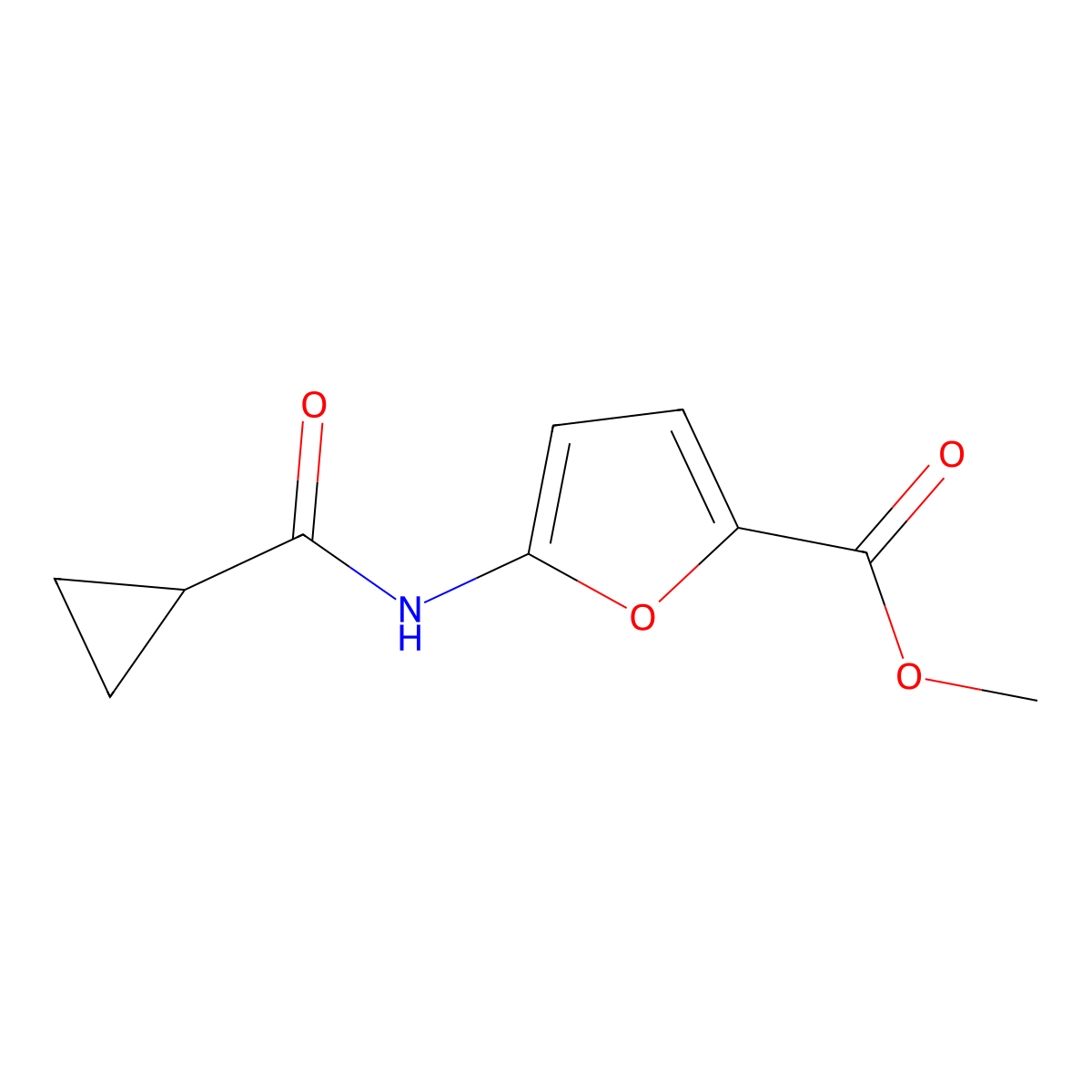 Methyl 5-[(cyclopropylcarbonyl)amino]-2-furoate molecular structure, CAS 477857-61-7