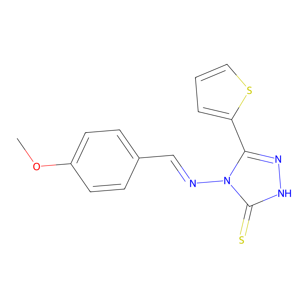 4-{[(E)-(4-methoxyphenyl)methylidene]amino}-5-(2-thienyl)-4H-1,2,4-triazole-3-thiol molecular structure, CAS 477857-65-1