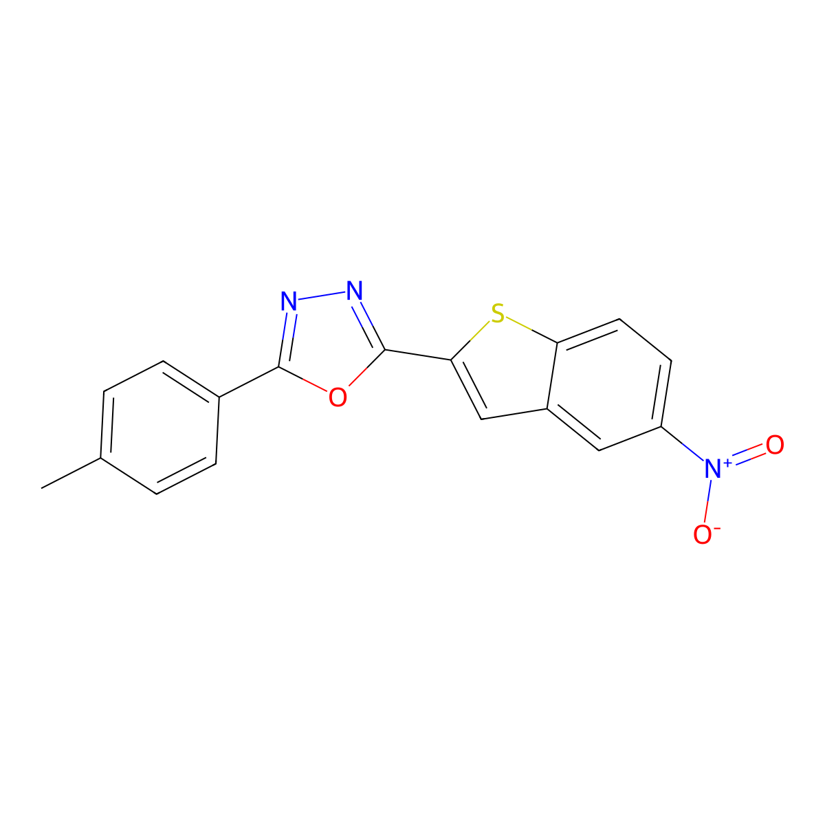 2-(4-Methylphenyl)-5-(5-nitro-1-benzothiophen-2-yl)-1,3,4-oxadiazole molecular structure, CAS 477857-69-5