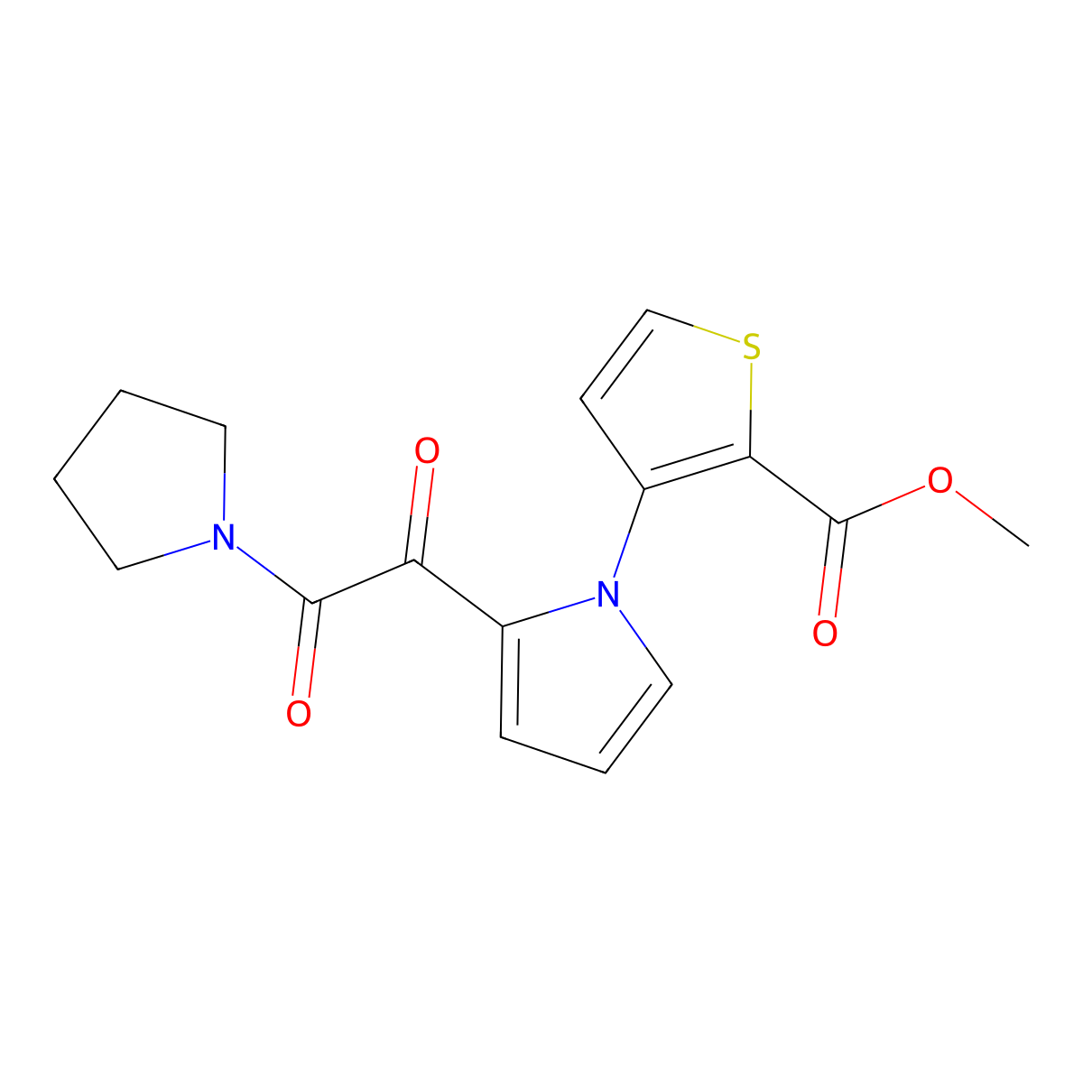 methyl 3-{2-[2-oxo-2-(1-pyrrolidinyl)acetyl]-1H-pyrrol-1-yl}-2-thiophenecarboxylate molecular structure, CAS 477857-73-1