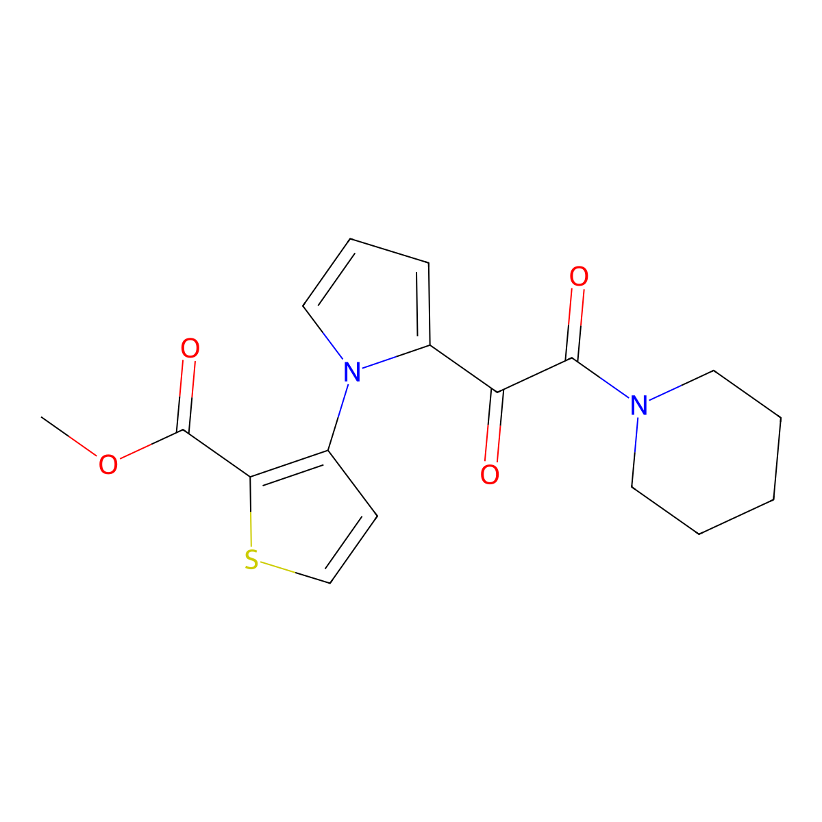 methyl 3-[2-(2-oxo-2-piperidinoacetyl)-1H-pyrrol-1-yl]-2-thiophenecarboxylate molecular structure, CAS 477857-74-2