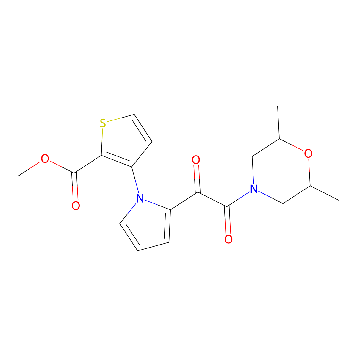 methyl 3-{2-[2-(2,6-dimethylmorpholino)-2-oxoacetyl]-1H-pyrrol-1-yl}-2-thiophenecarboxylate molecular structure, CAS 477857-75-3