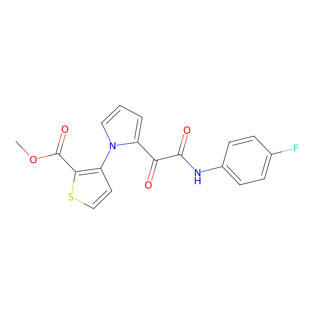 methyl 3-{2-[2-(4-fluoroanilino)-2-oxoacetyl]-1H-pyrrol-1-yl}-2-thiophenecarboxylate molecular structure, CAS 477857-76-4