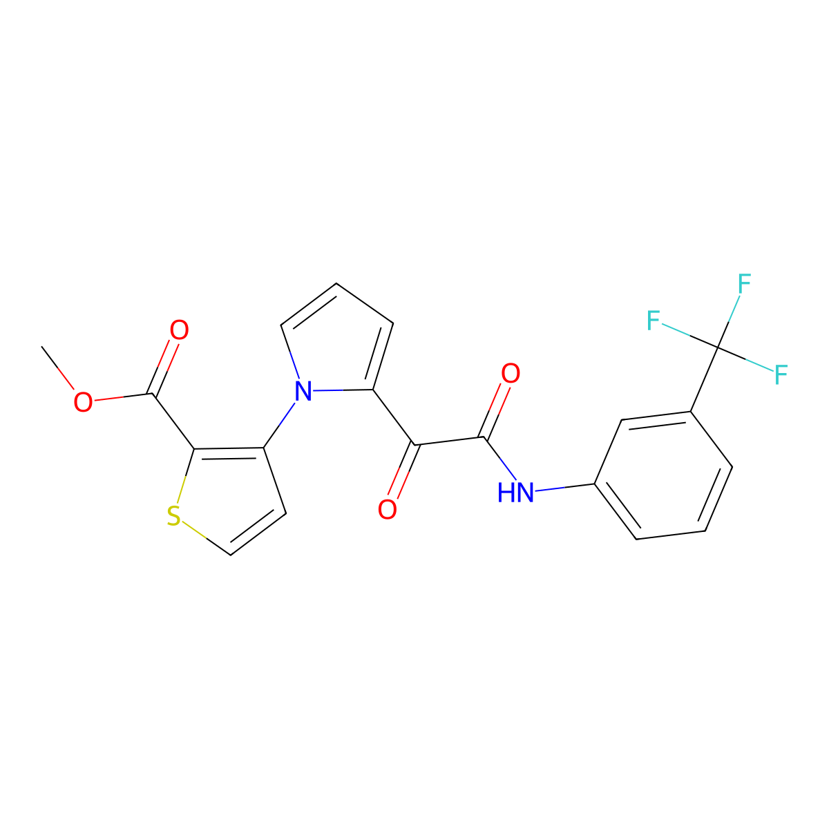 methyl 3-(2-{2-oxo-2-[3-(trifluoromethyl)anilino]acetyl}-1H-pyrrol-1-yl)-2-thiophenecarboxylate molecular structure, CAS 477857-77-5