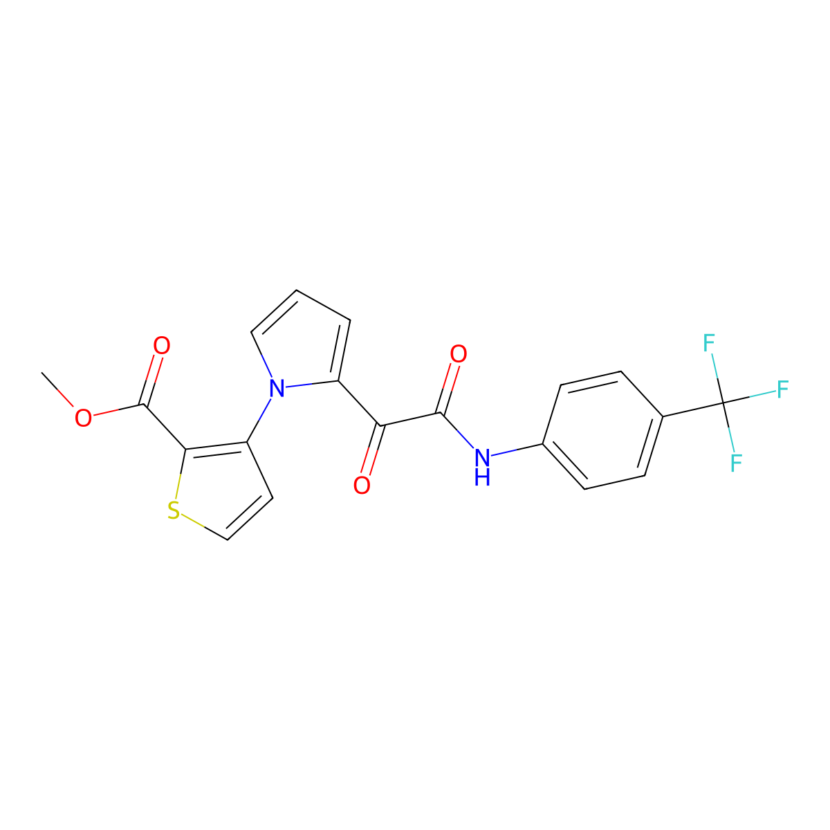 methyl 3-(2-{2-oxo-2-[4-(trifluoromethyl)anilino]acetyl}-1H-pyrrol-1-yl)-2-thiophenecarboxylate molecular structure, CAS 477857-78-6