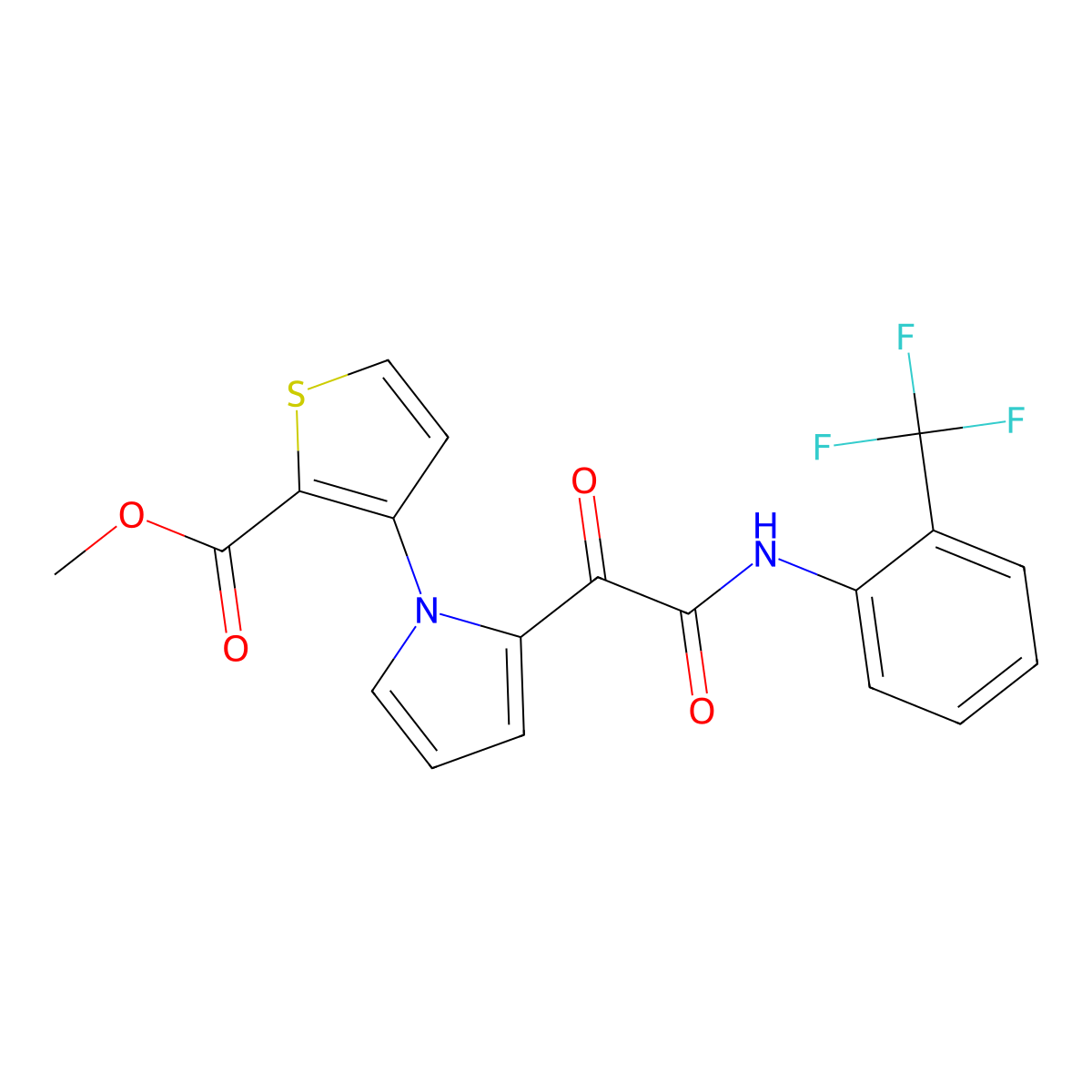 methyl 3-(2-{2-oxo-2-[2-(trifluoromethyl)anilino]acetyl}-1H-pyrrol-1-yl)-2-thiophenecarboxylate molecular structure, CAS 477857-79-7