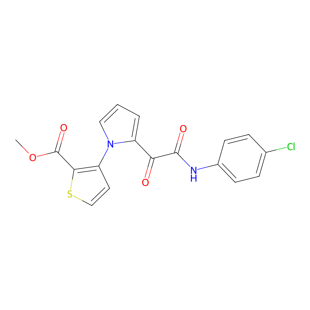 methyl 3-{2-[2-(4-chloroanilino)-2-oxoacetyl]-1H-pyrrol-1-yl}-2-thiophenecarboxylate molecular structure, CAS 477857-80-0