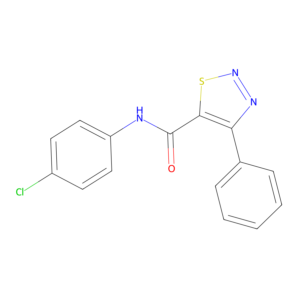 N-(4-chlorophenyl)-4-phenyl-1,2,3-thiadiazole-5-carboxamide molecular structure, CAS 477857-82-2