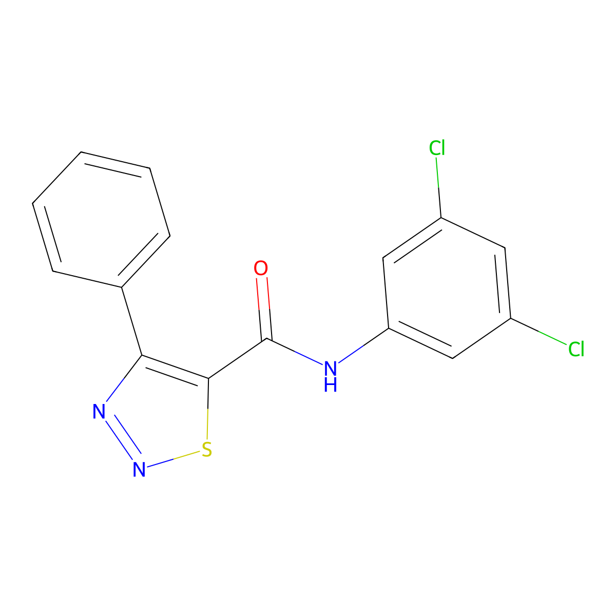 N-(3,5-dichlorophenyl)-4-phenyl-1,2,3-thiadiazole-5-carboxamide molecular structure, CAS 477857-84-4